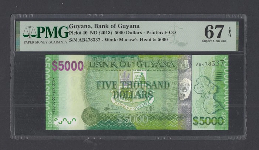 Guyana. – 5000 Dollars ND (2013) - Pick 40 (No reserve price)
