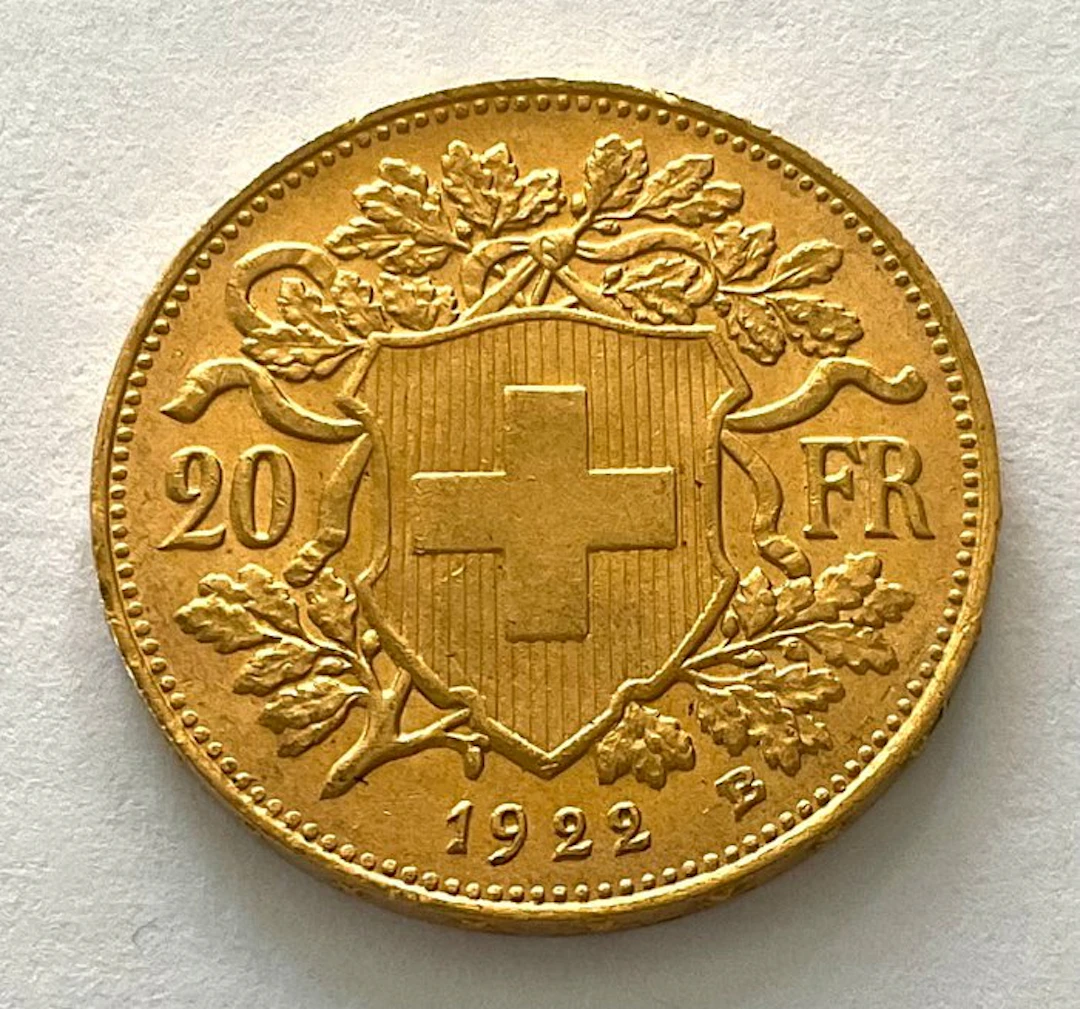 Switzerland. 20 Francs 1922 B - Vreneli