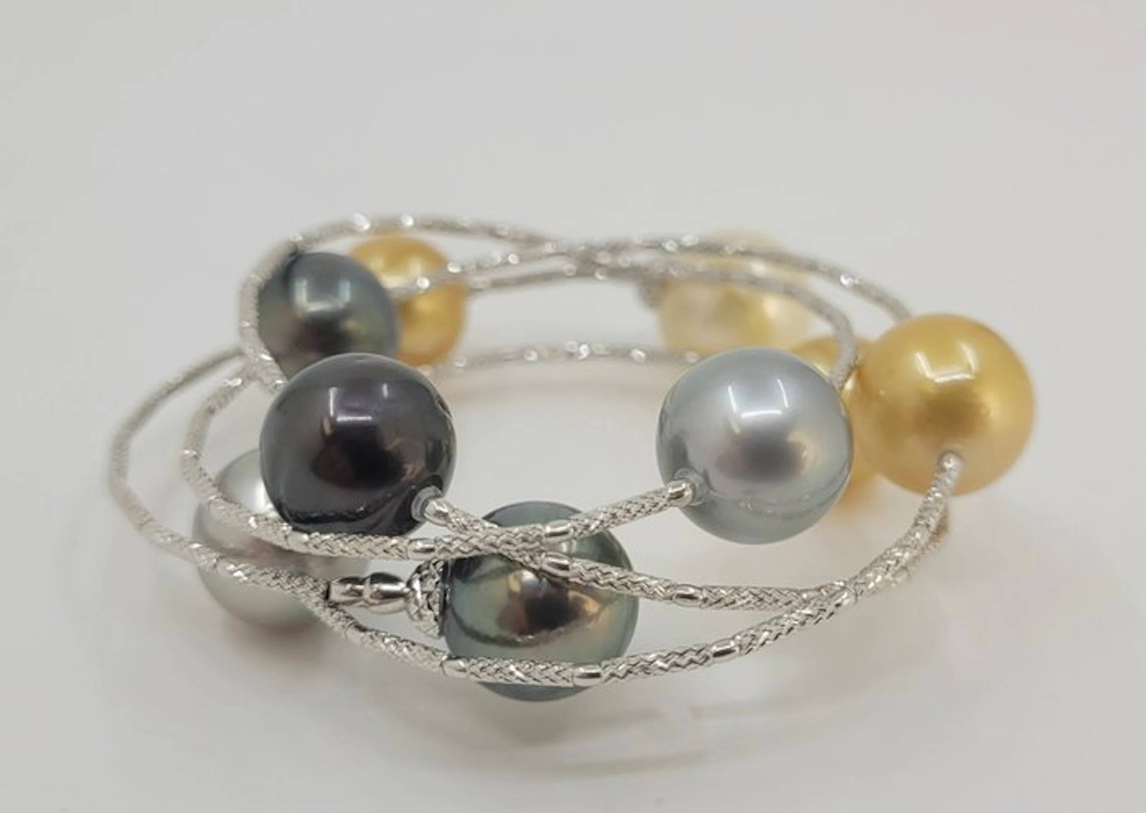 Bracelet - 18 kt. White gold, ALGT Certified South Sea and Tahiti Pearls