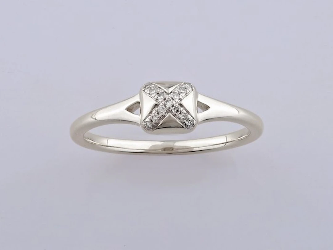 Ring - 14 kt. White gold - 0.04ct. tw. Diamond (Natural)