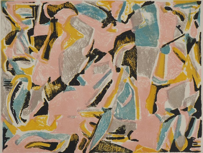 André Lanskoy (1903-1976) - Composition abstraite en rose et bleu