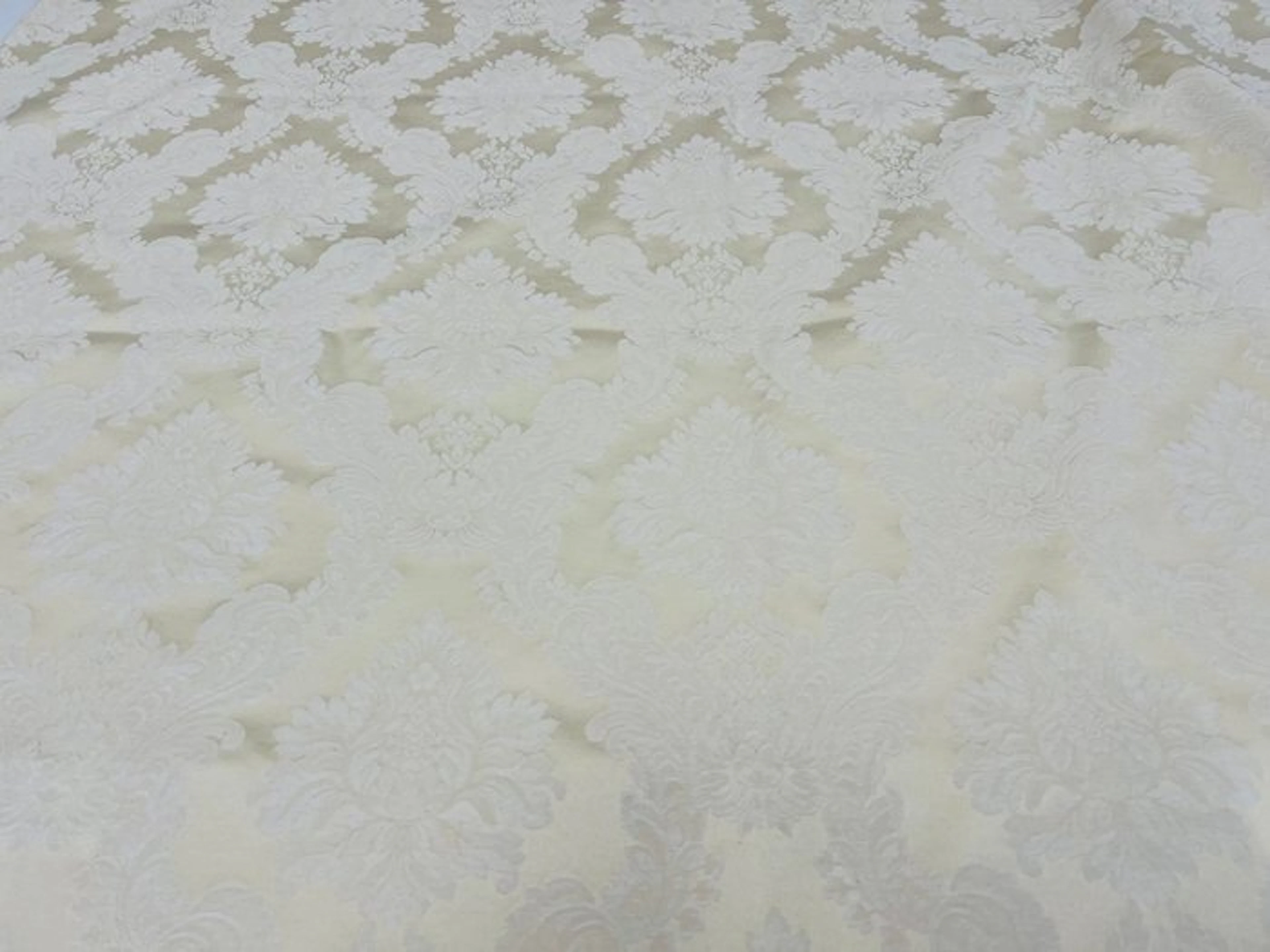 250 x 280 cm – Ivory Damask Fabric for Upholstery –...