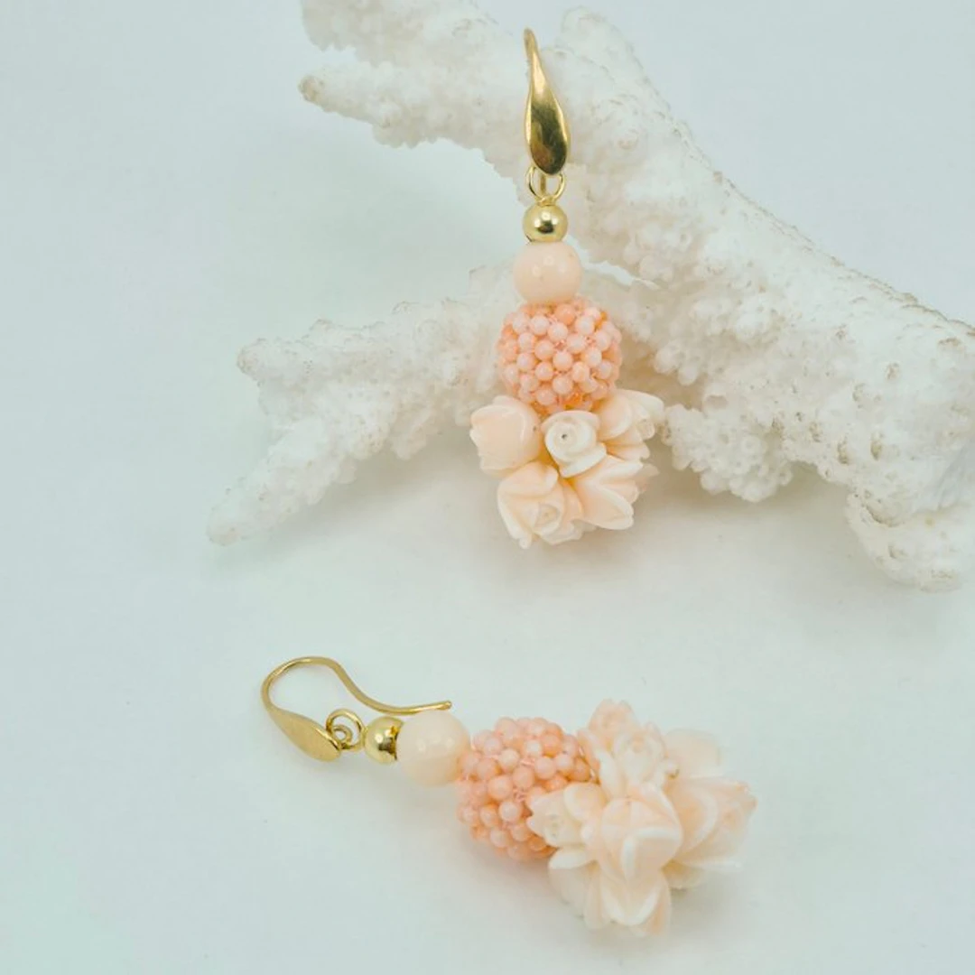 Silver, Gold-plated Earrings - PINK CORAL
