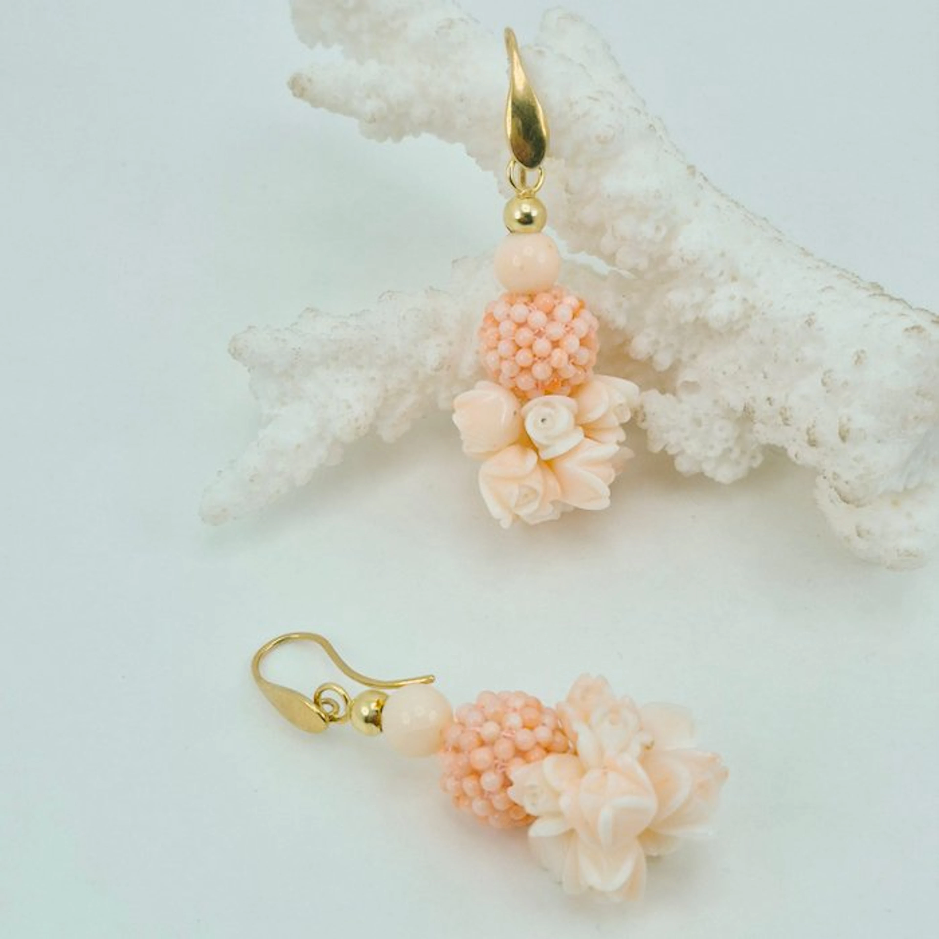 Silver, Gold-plated Earrings - PINK CORAL