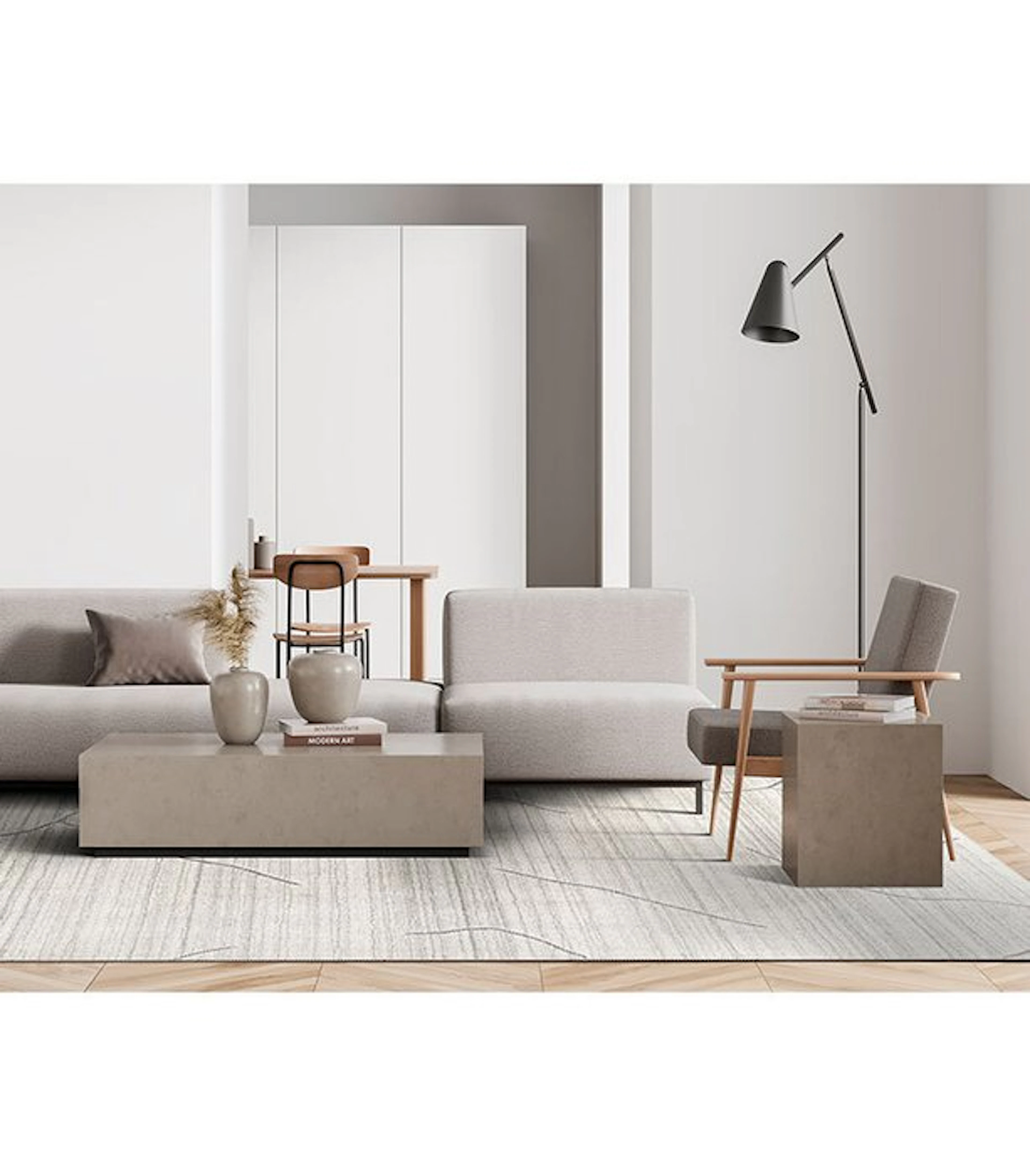 Color: Beige Roots - Rug - 350 cm - 250 cm