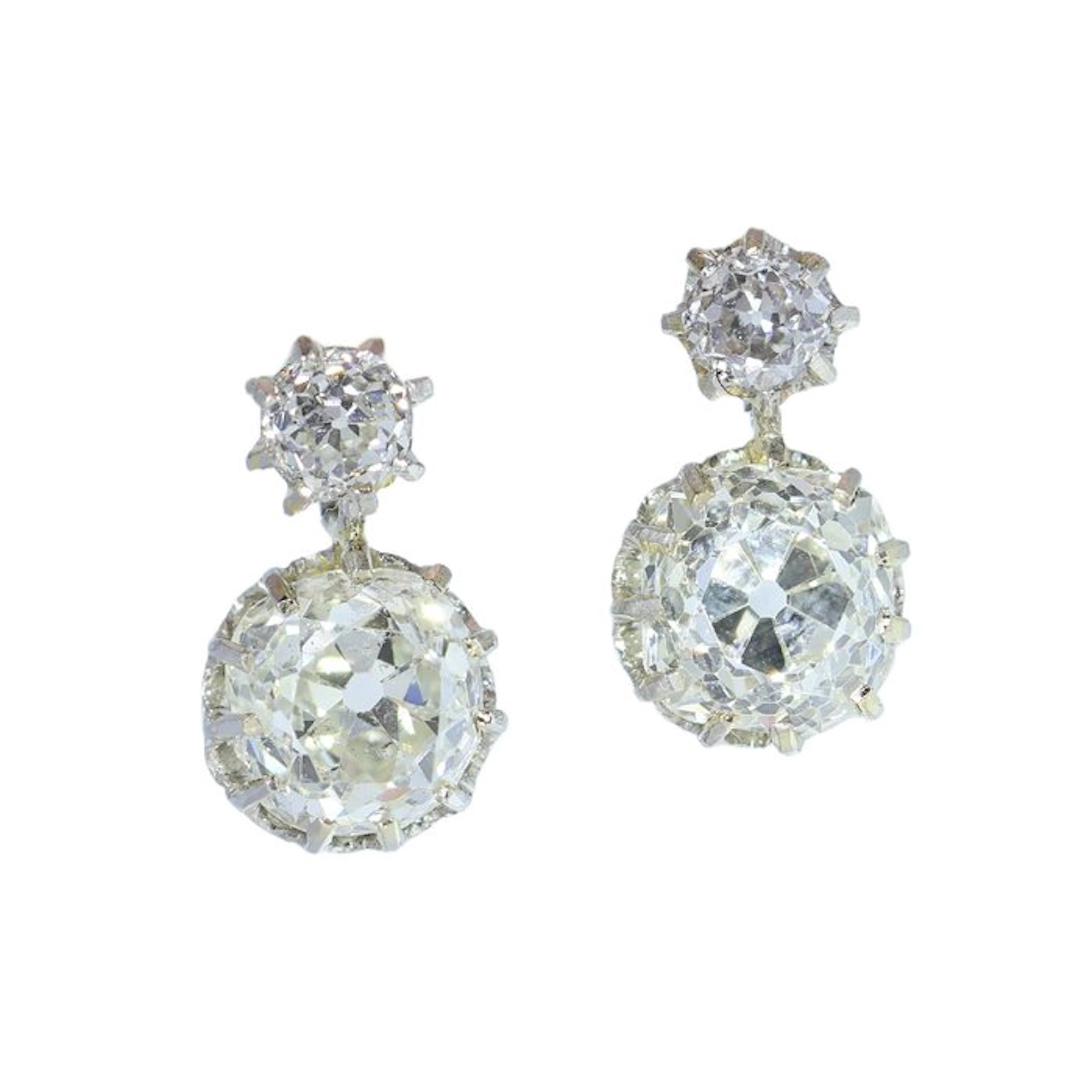 Earrings Platinum - Diamond - Vintage ca. 1920 Art Deco