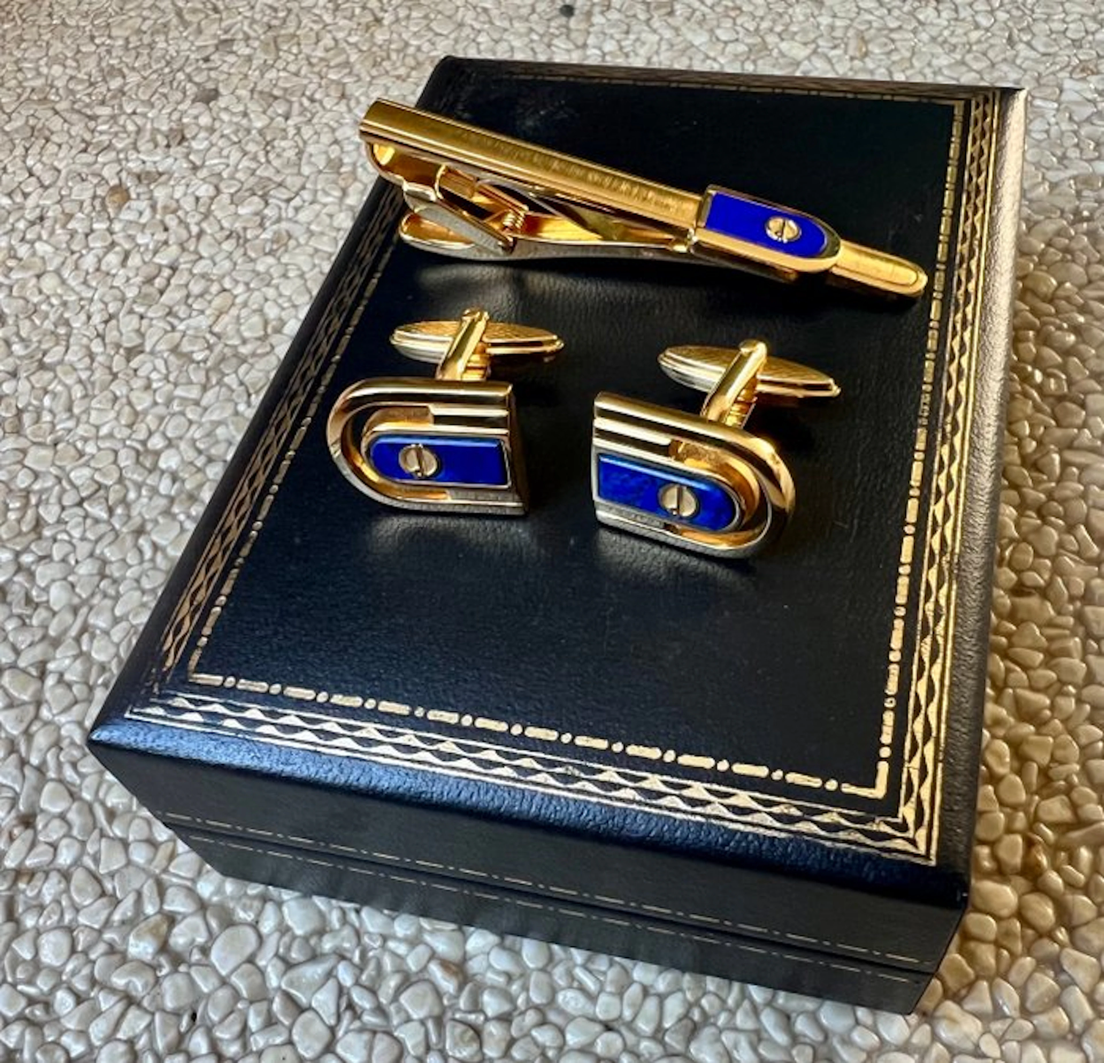 Alfred Dunhill - Lapis lazuli - Gold-plated - Cufflinks - & Tie clip