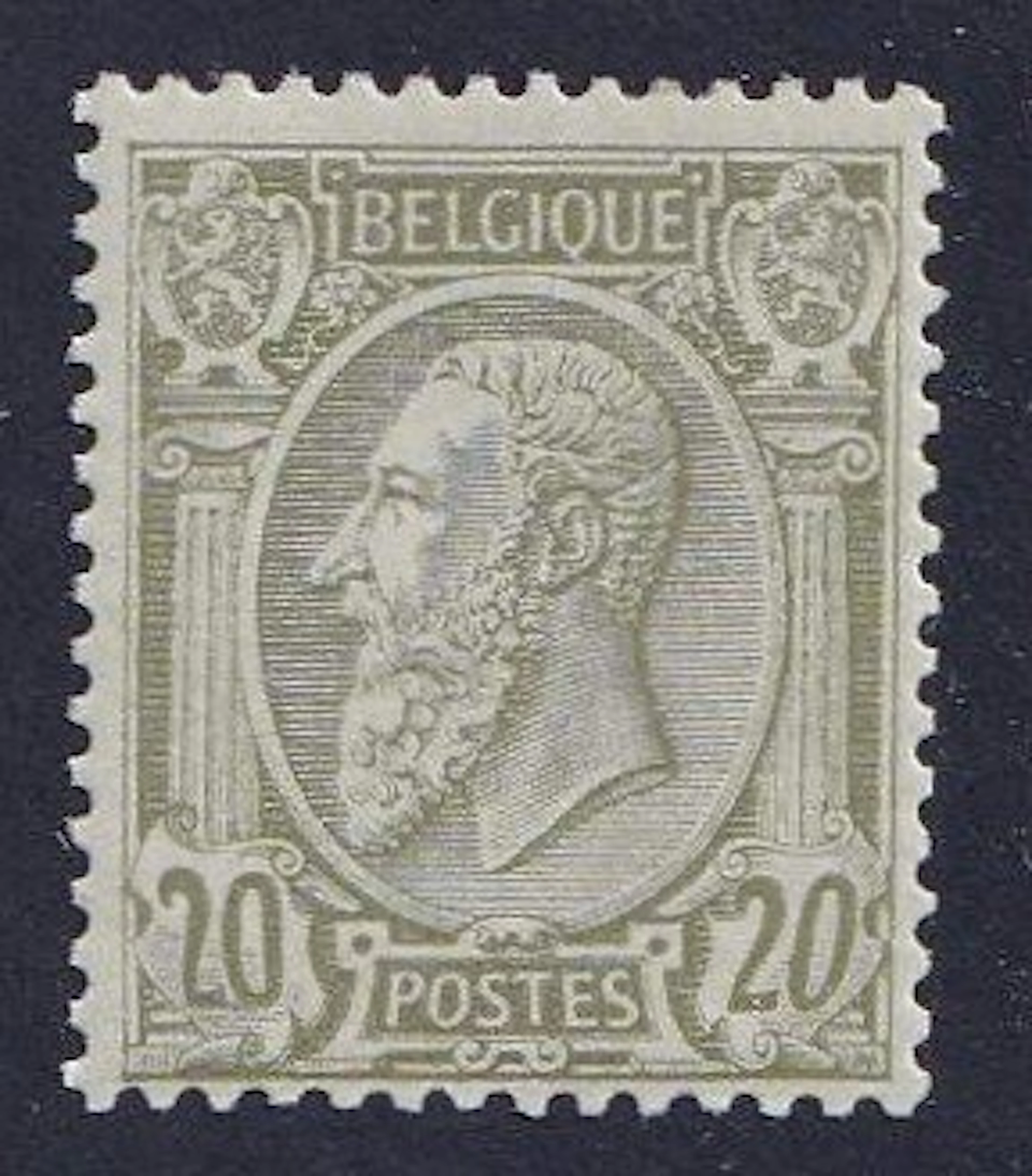 Belgium 1886 - 20c Olive on greenish - Leopold II with...