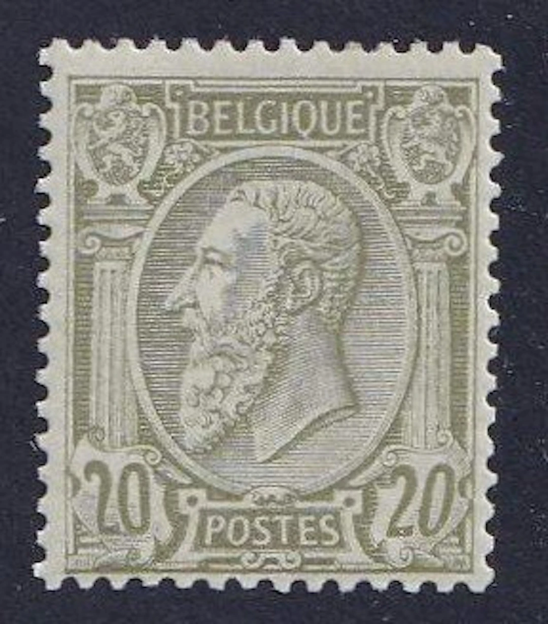 Belgium 1886 - 20c Olive on greenish - Leopold II with...
