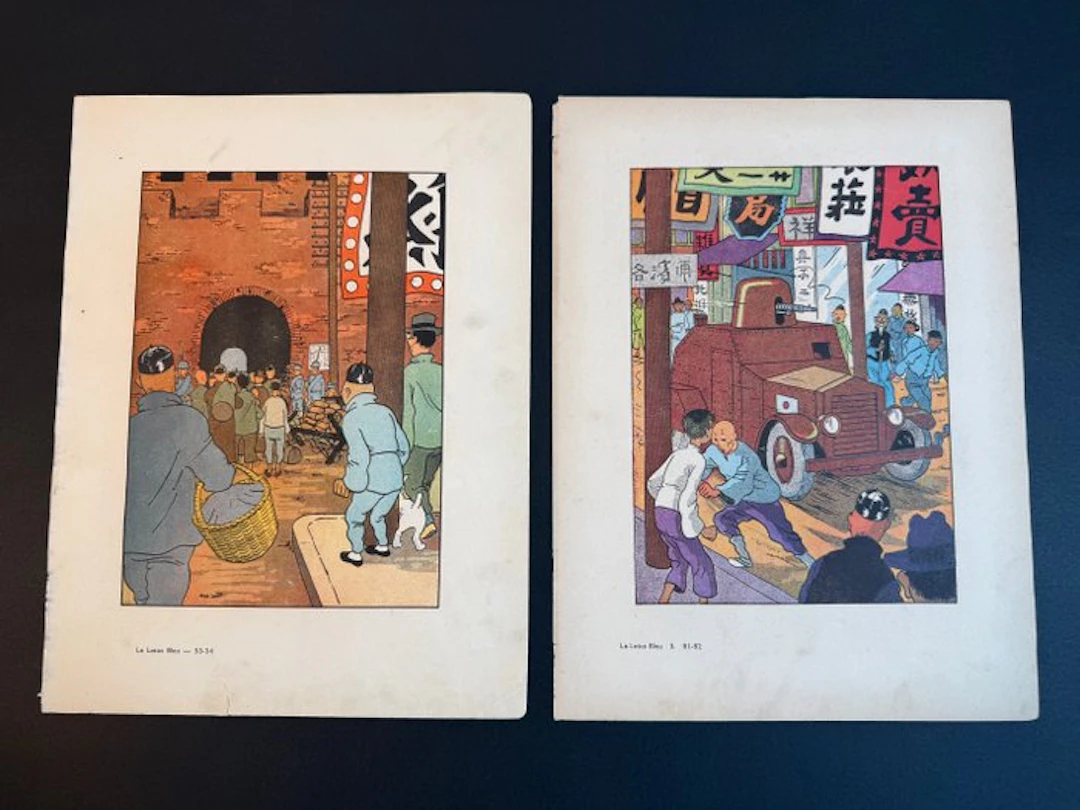 Hergé - 1 album - Tintin - Le Lotus Bleu - 2X HT EO couleur - 1946