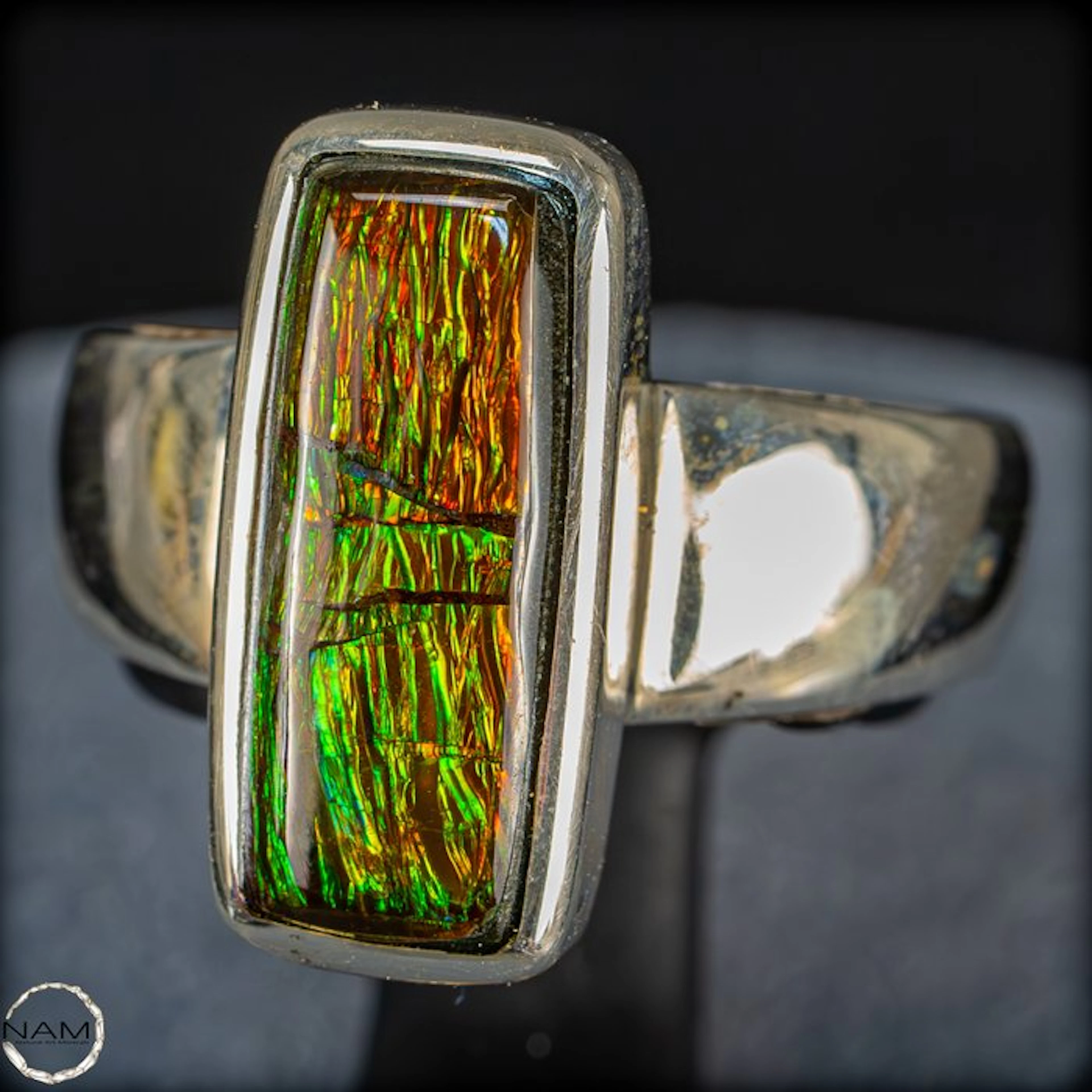 Natural Ammolite Ring 925 Silver 32.65 ct- 6.53 g