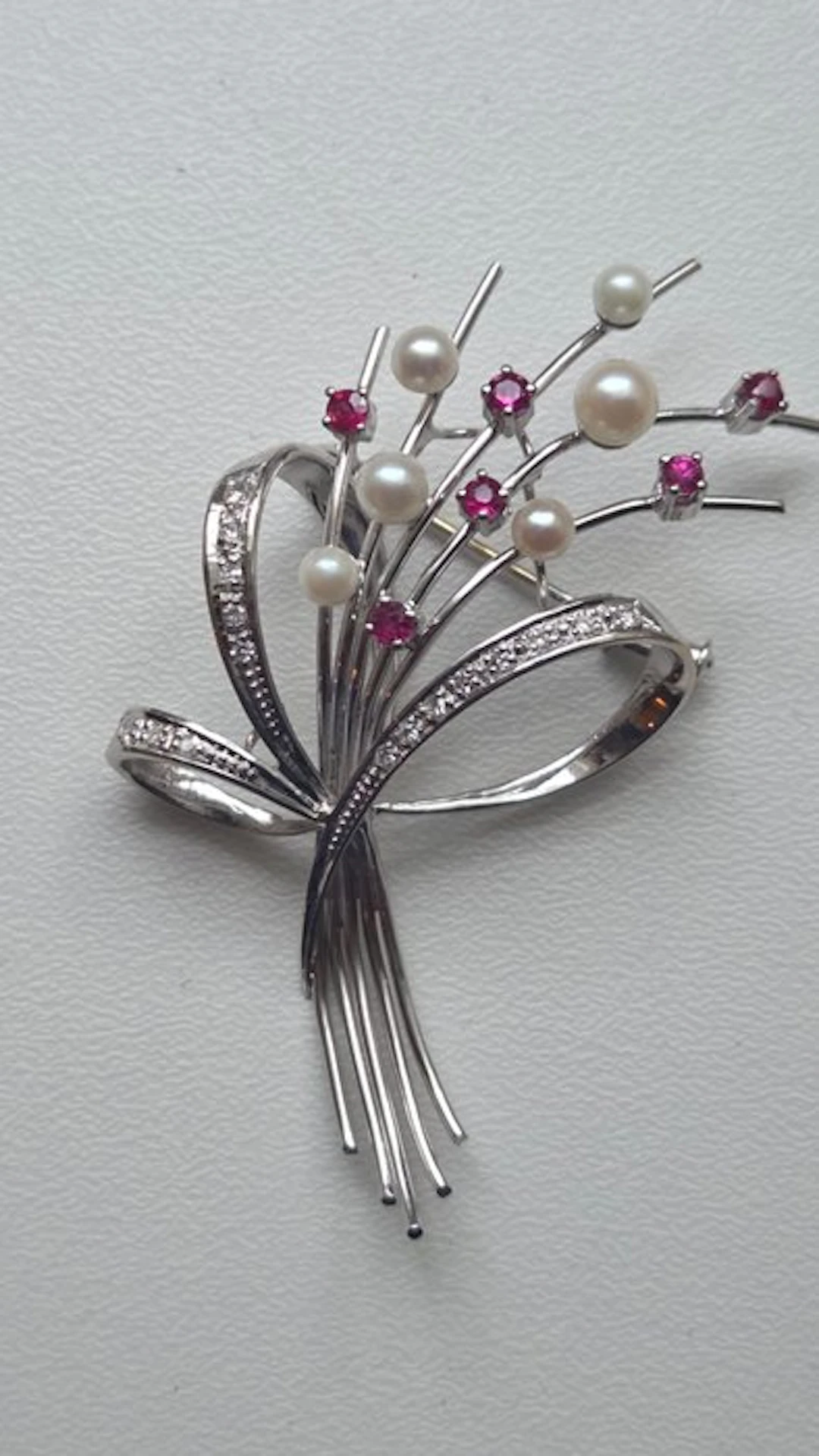Brooch - 18 kt. White gold Diamond (Natural) - Diamond