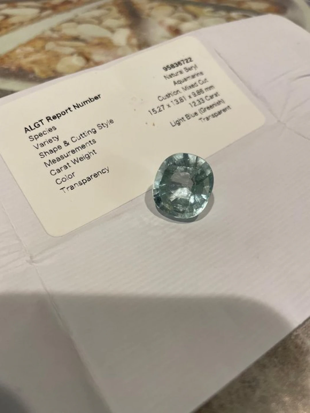 Blue, Green Aquamarine - 12.33 ct - Antwerp Laboratory...