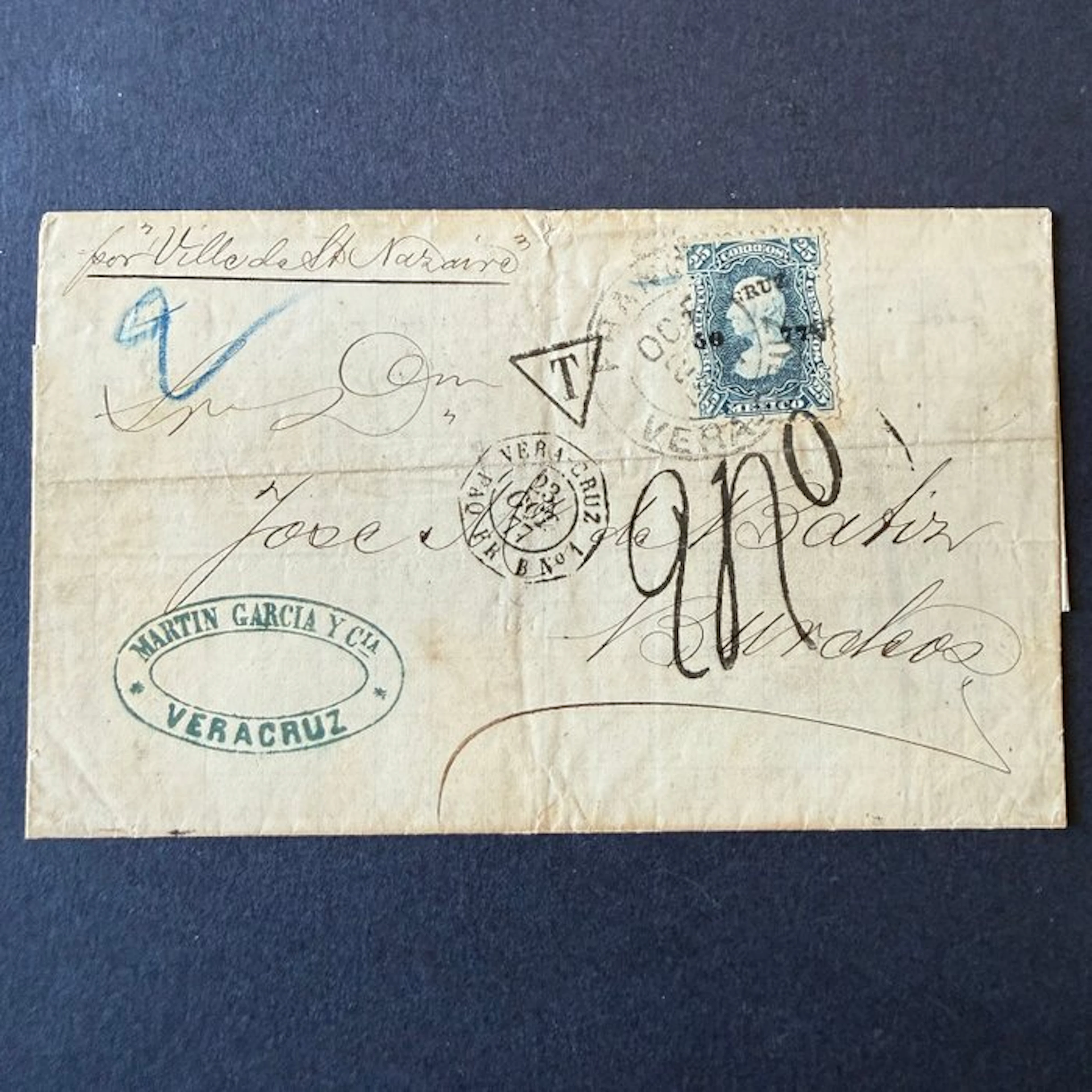 France - Yvert 58 "Miguel Hidalgo" on a letter to France, ocean liner. TB.