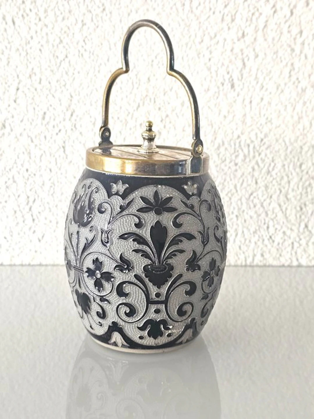 Antieke Bonbonnière - Bonbon basket - Earthenware, Silverplated, Metal