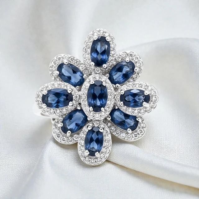No reserve price - Ring Gold-plated Sapphire - Topaz - 18kt Gold Plated