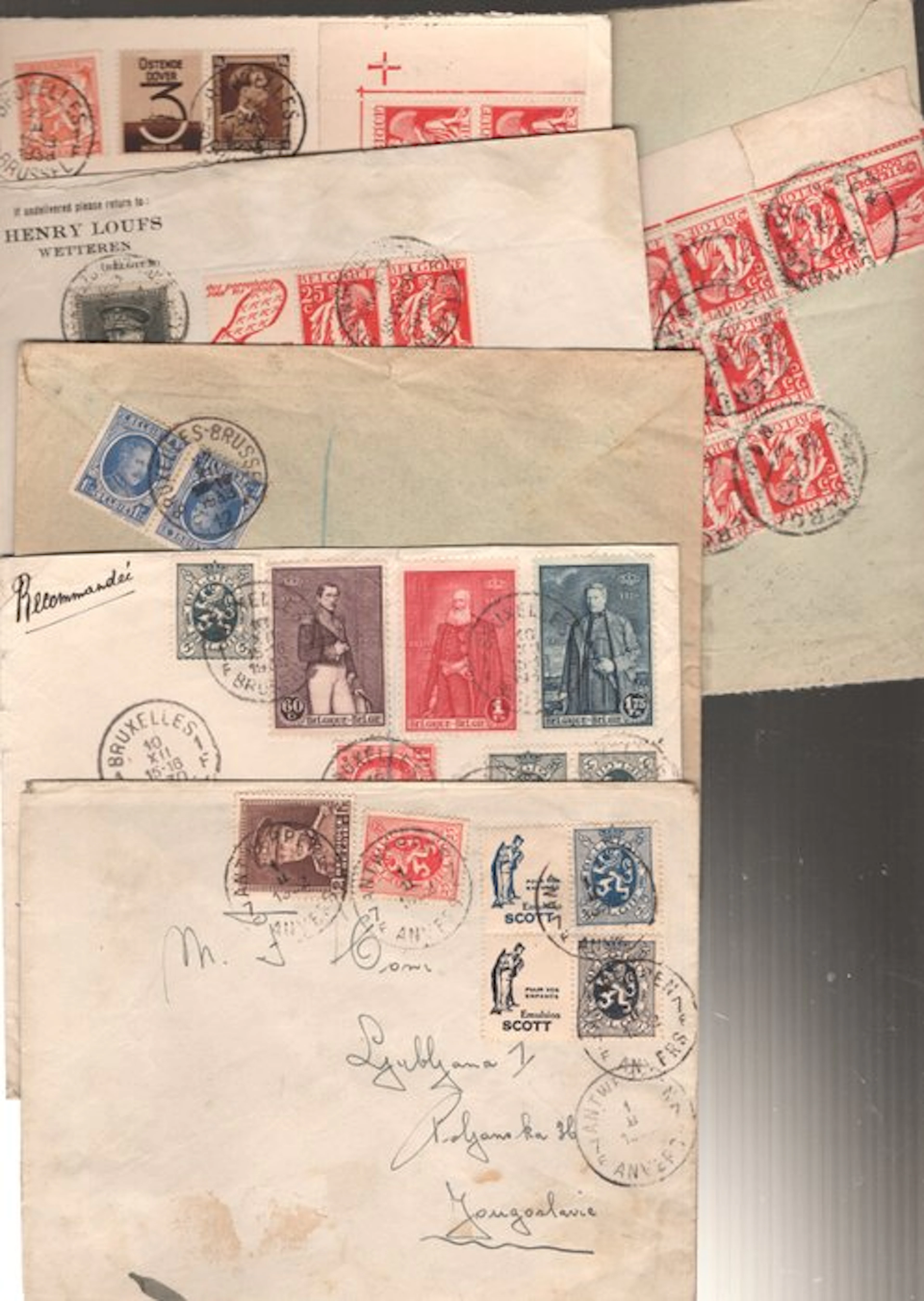 Belgium - Belgian letters from the 1930s. All with PUBS or combinations.