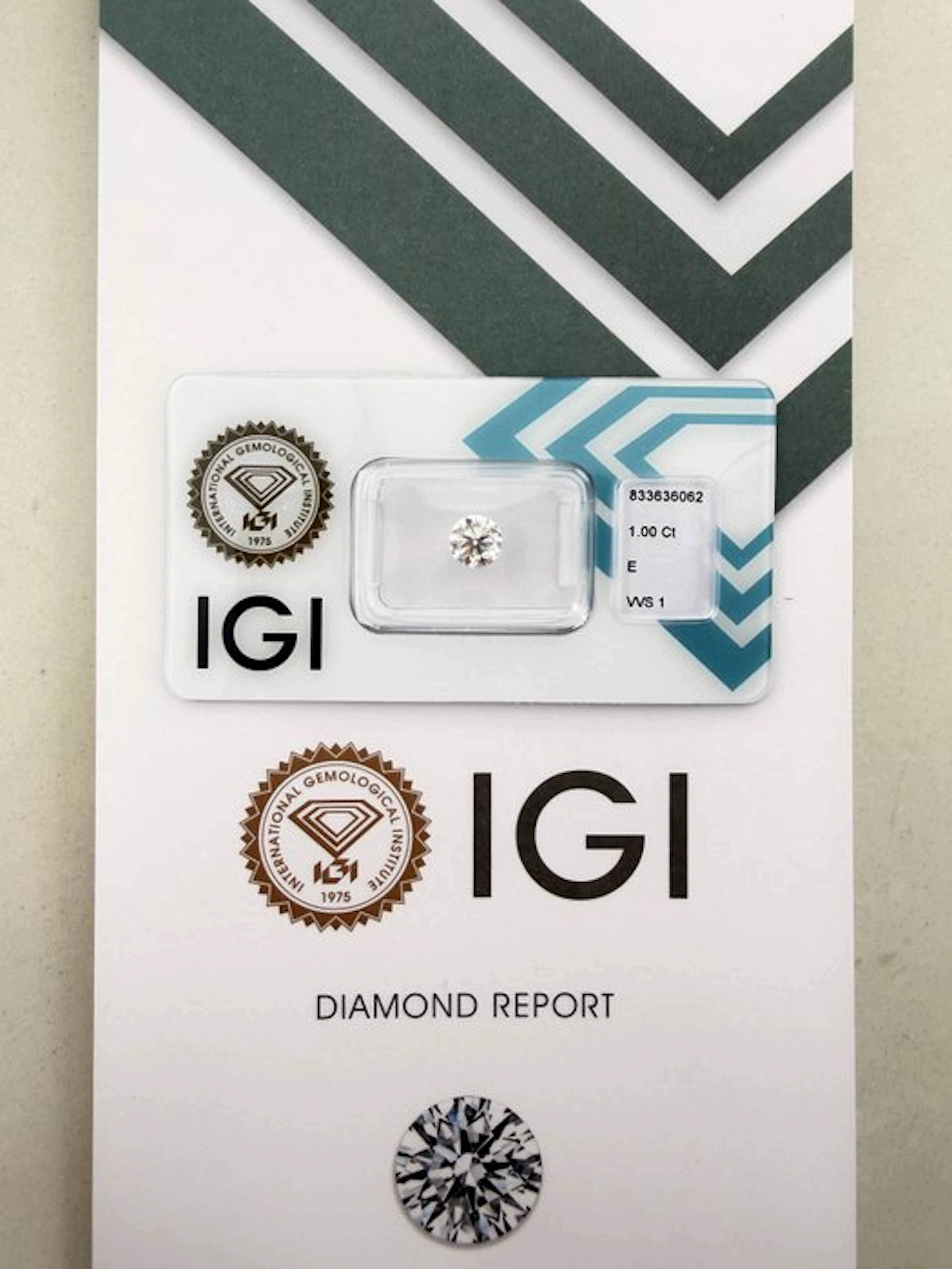1 pcs Diamond (Natural) - 1.00 ct - Round - E - VVS1...