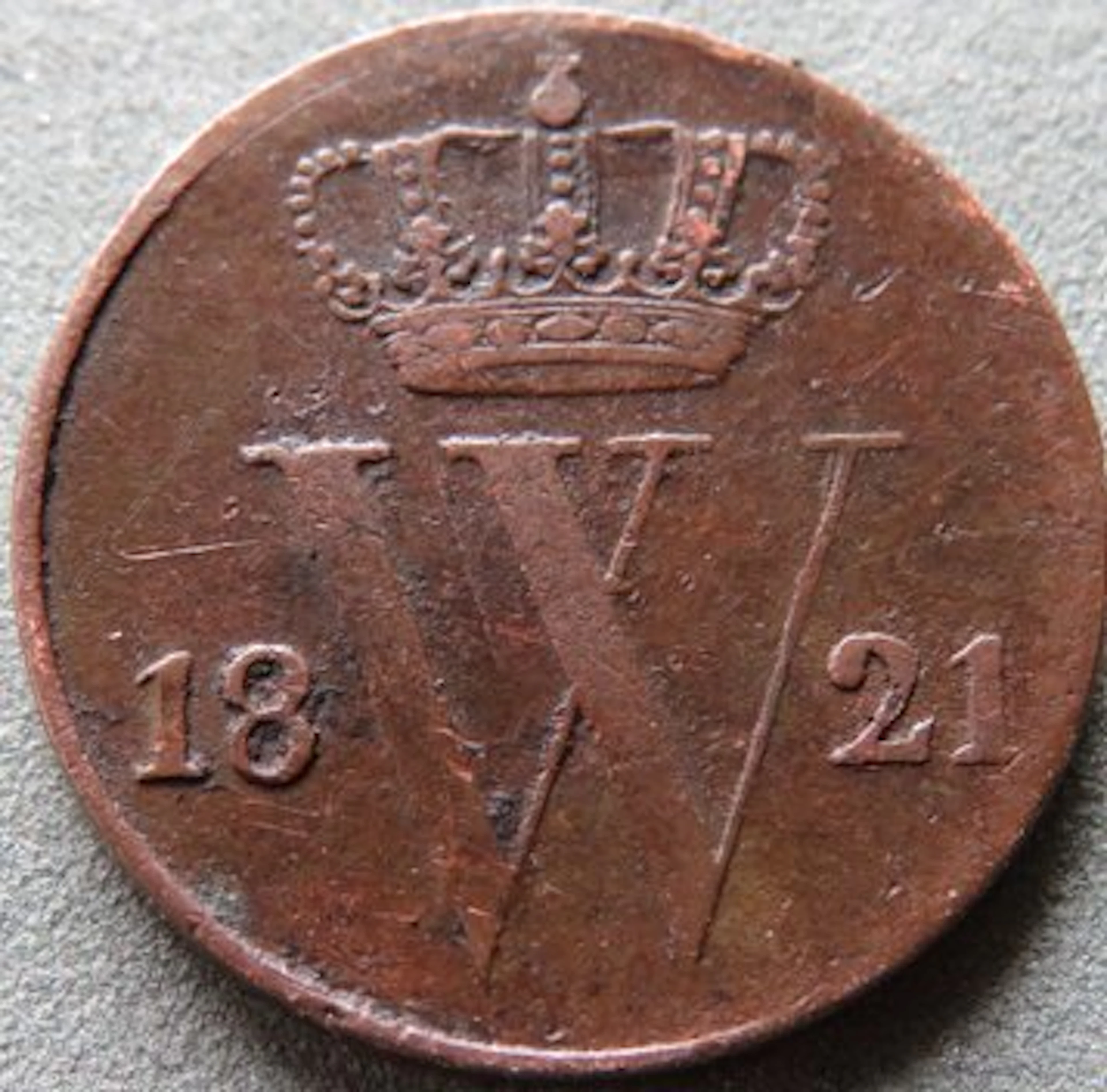 Netherlands. Willem I. 1/2 Cent 1821 B zeldzaam
