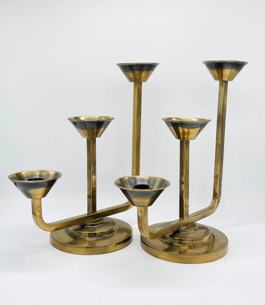 Candelabrum (2) - Brass - Art deco candelabras