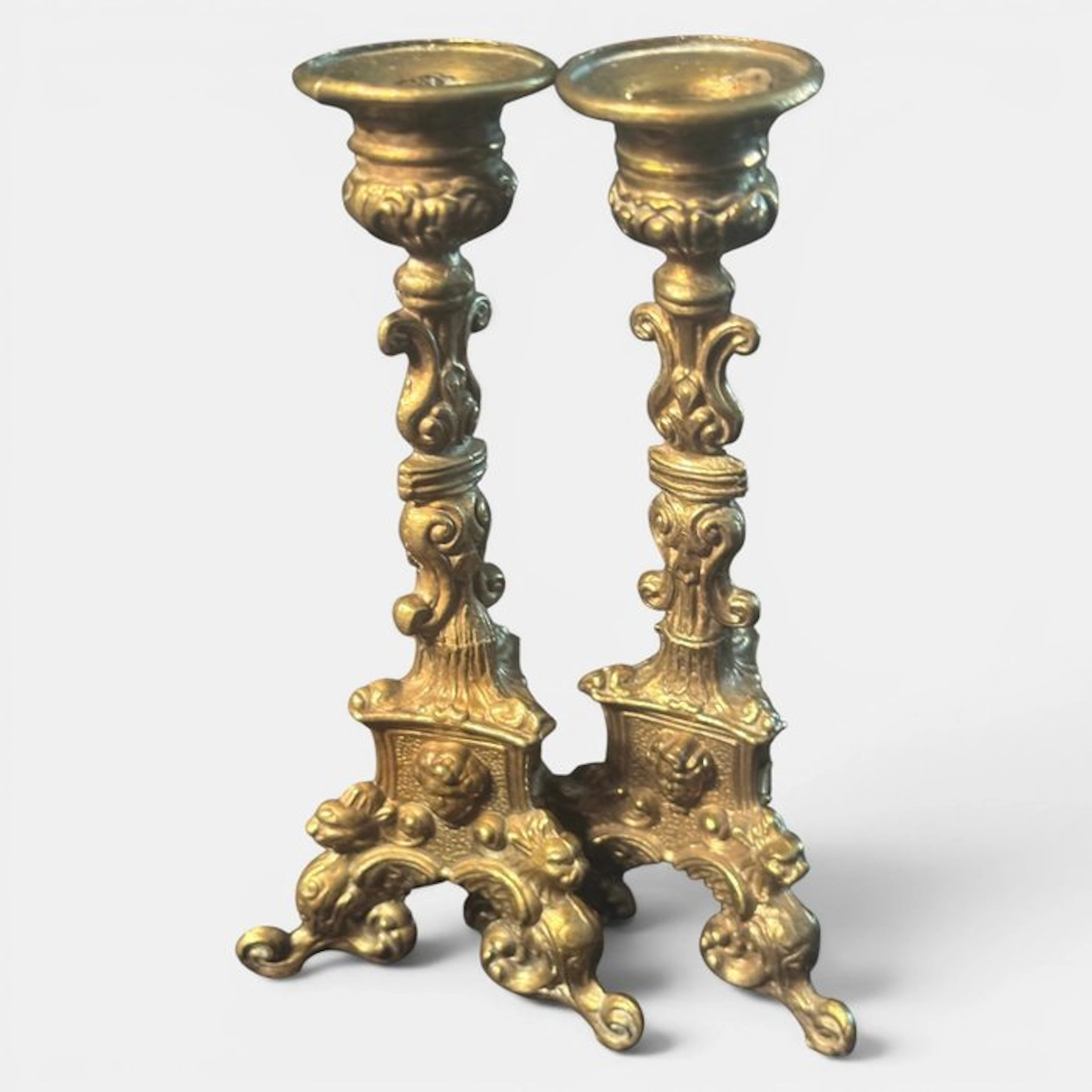 Candlestick (2) - Gilt bronze - Rococo style