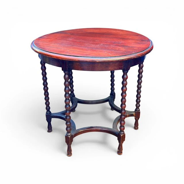 Side table - Solomonic Legs - Walnut - Six-Pointed Stars