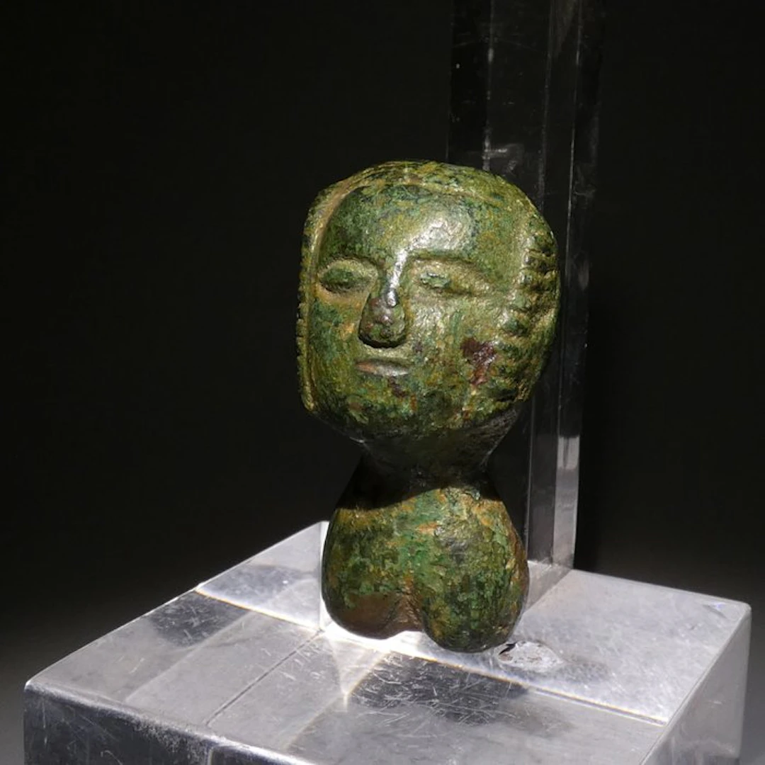 Ancient Roman Bronze Male bust idol