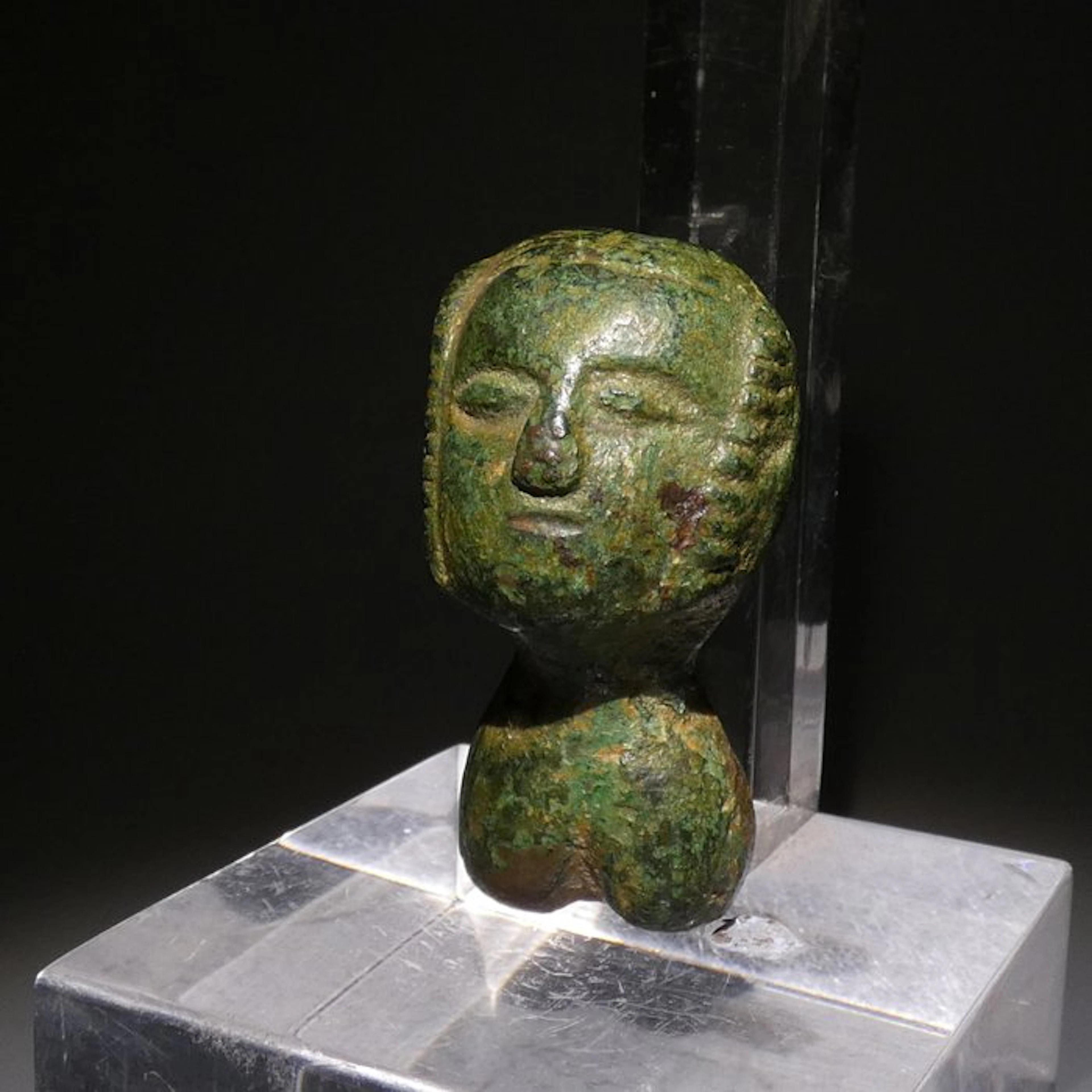 Ancient Roman Bronze Male bust idol