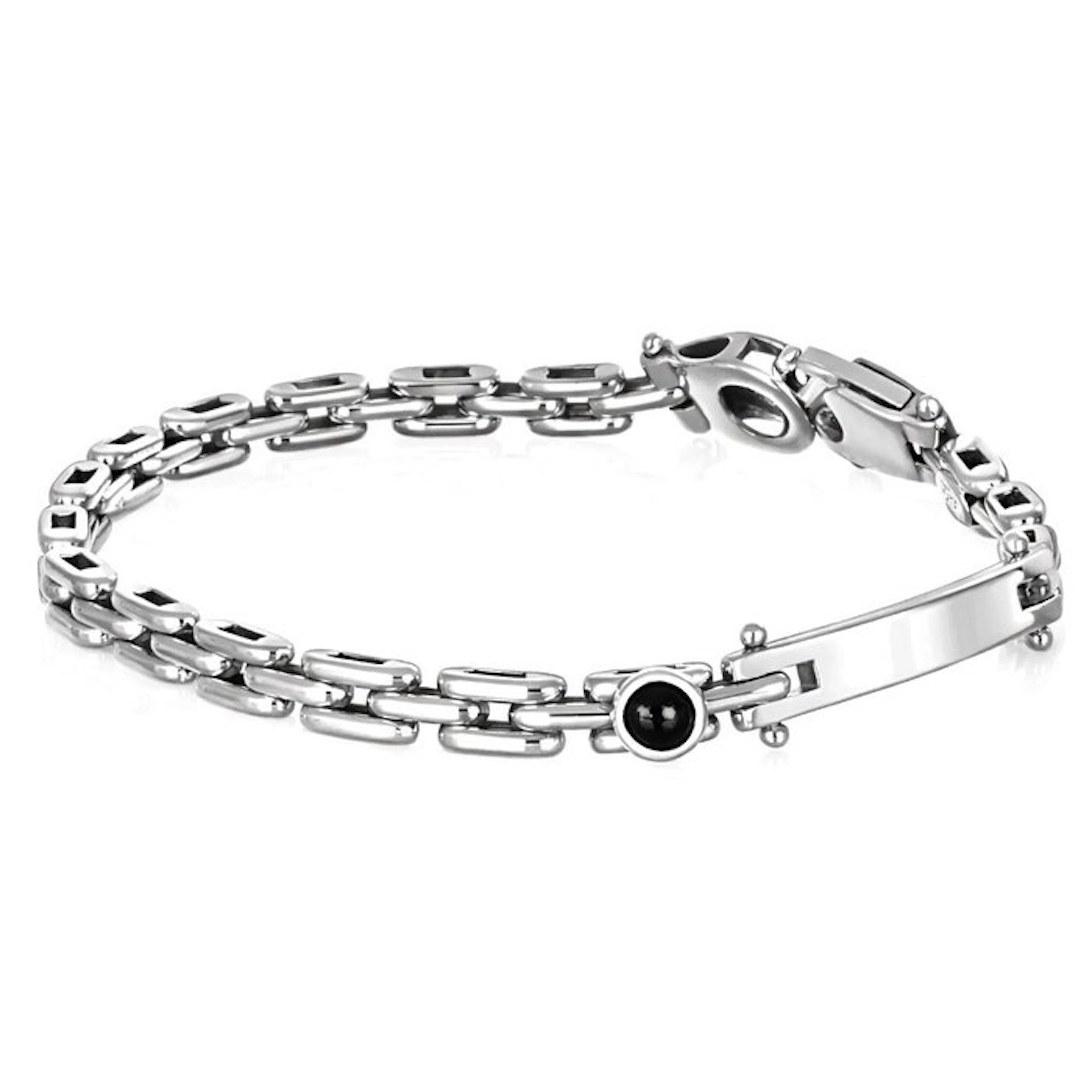 Bracelet - 18 kt. White gold - 0.10ct. tw. Onyx - Made in Italy - Handmade