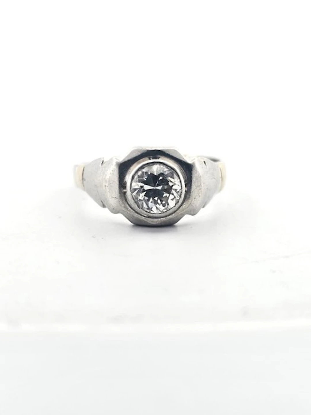 Ring - 18 kt. White gold, Yellow gold - 1.00ct. tw. Diamond (Natural)