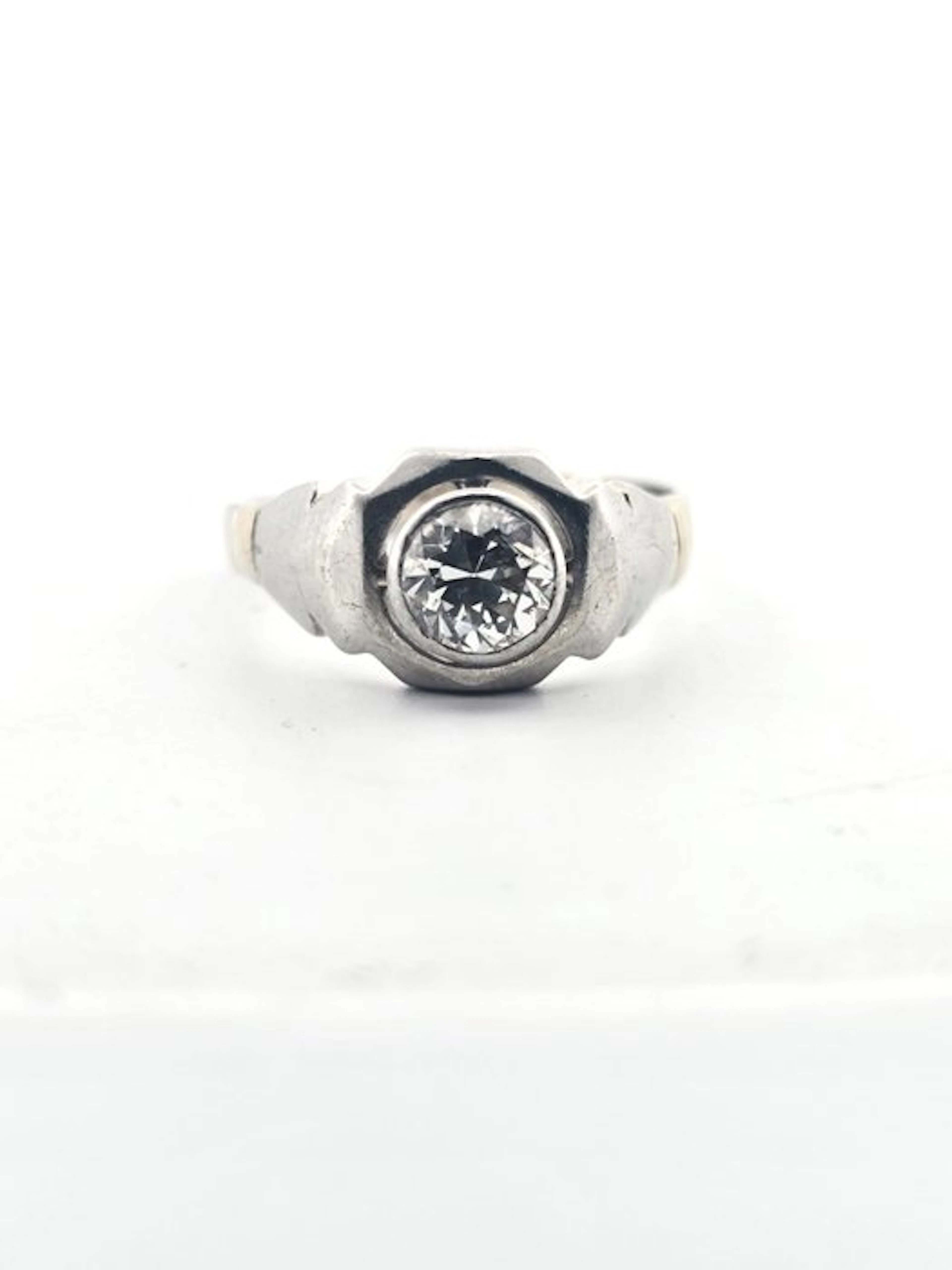 Ring - 18 kt. White gold, Yellow gold - 1.00ct. tw. Diamond (Natural)