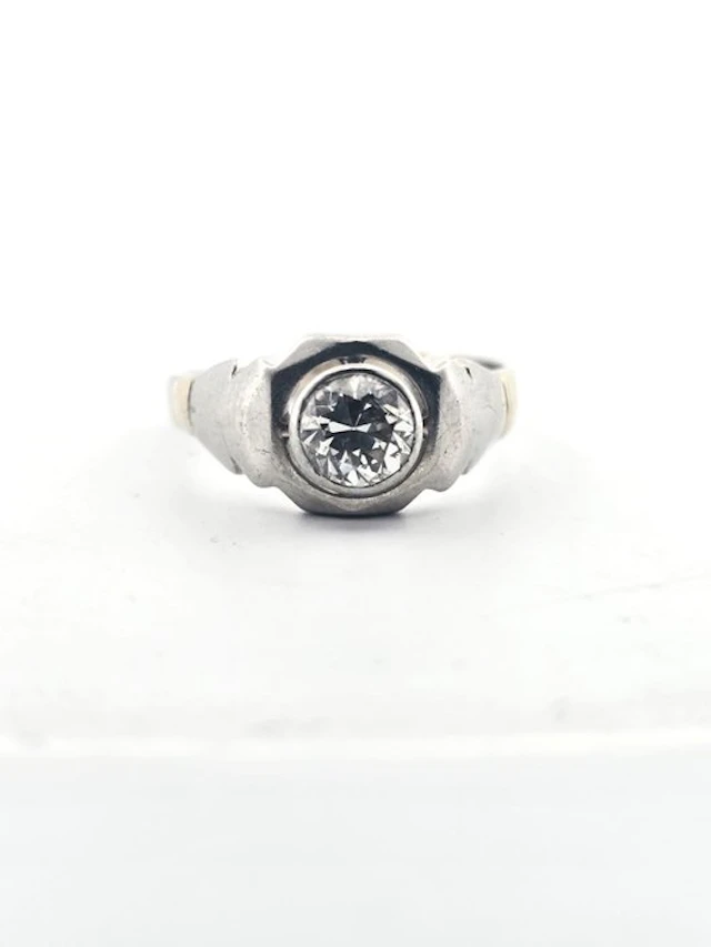 Ring - 18 kt. White gold, Yellow gold - 1.00ct. tw. Diamond (Natural)