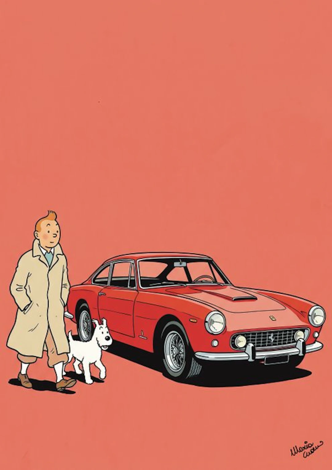 Maria Cuomo - TINTIN'S ROAD TOUR FERRARI 250 GT Canvas Limited Edition