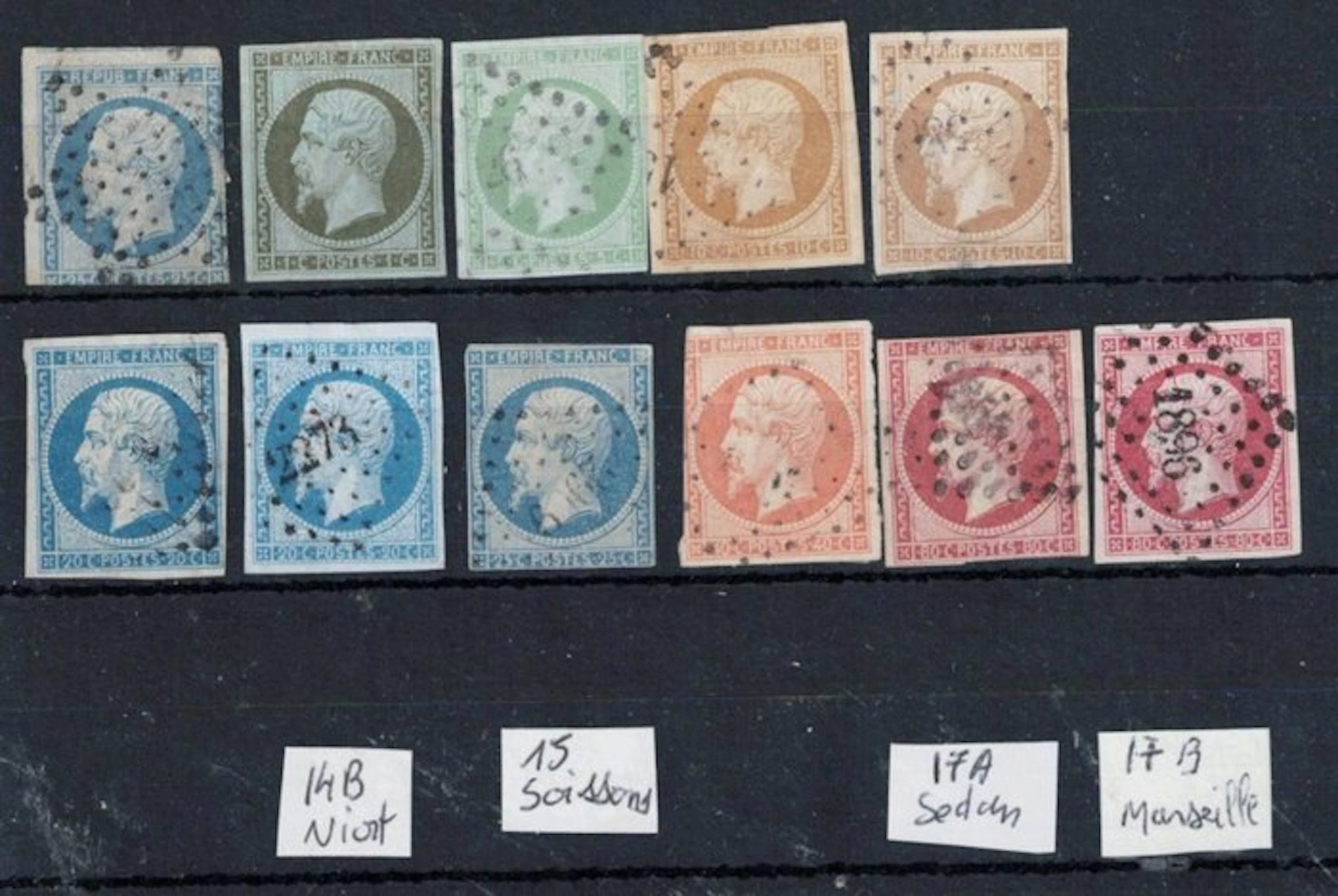 France 1850/1860 - Napoléon III, Nos. 10 to 17, value €640 - Yvert