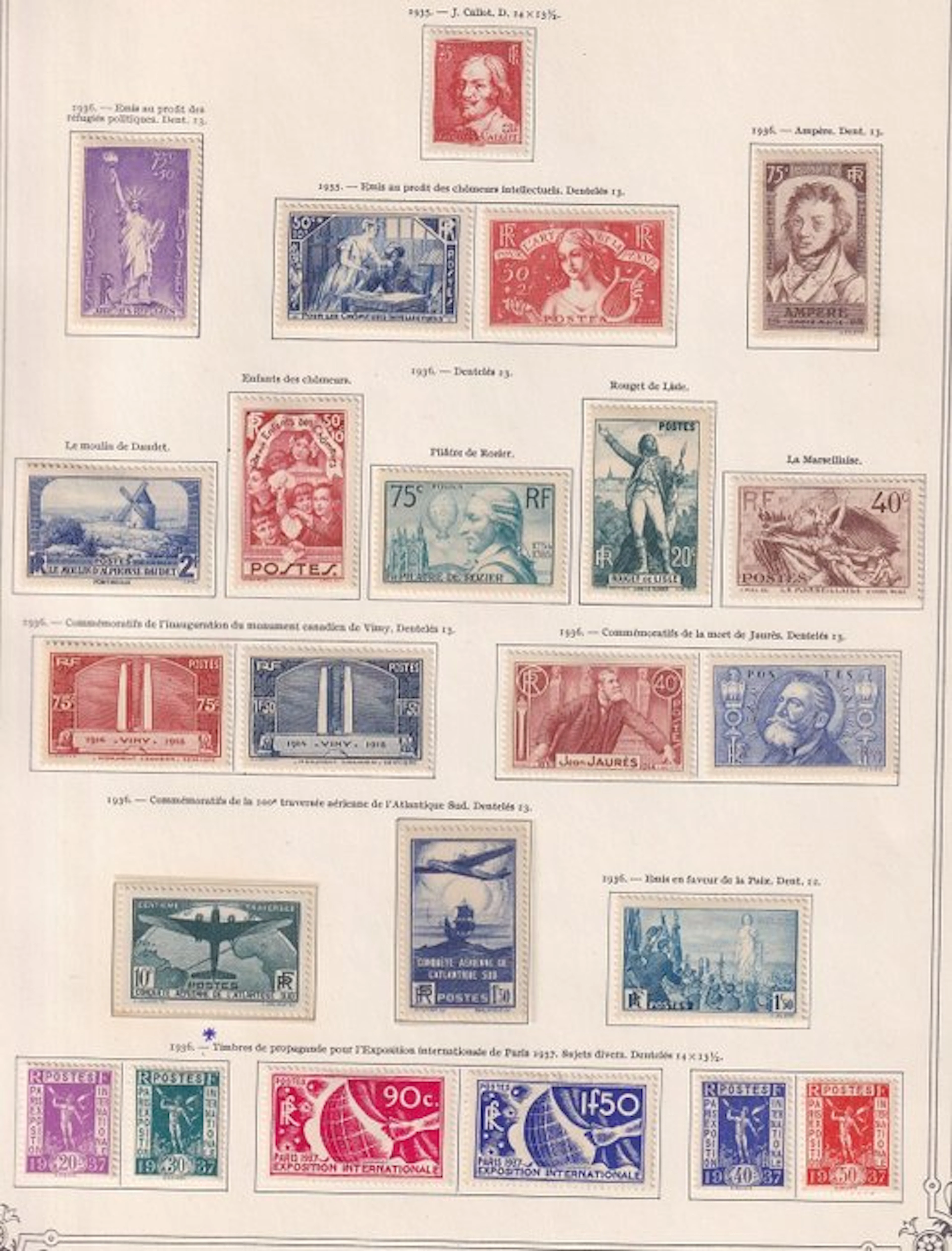 France 1935/1936 - avec traversé de l'atlantique, superbe collection