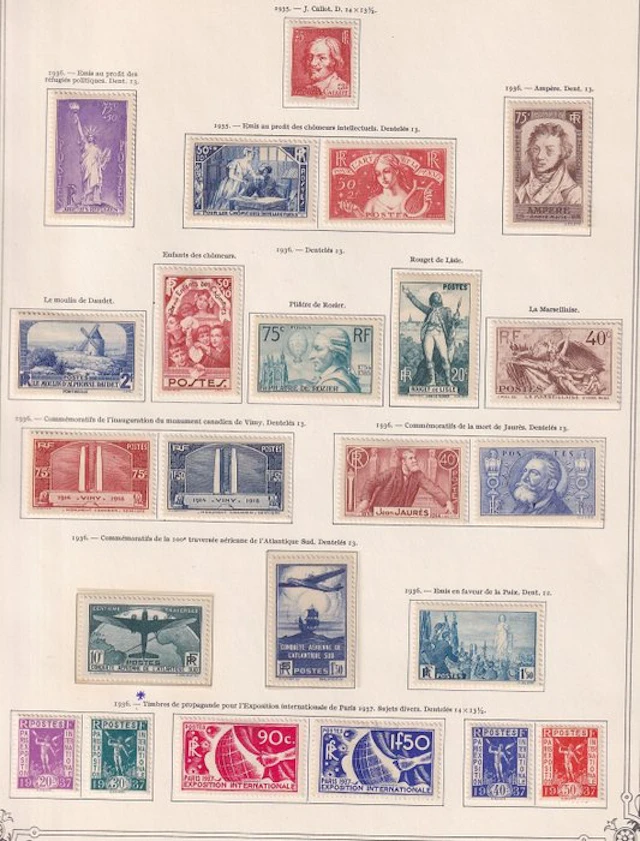 France 1935/1936 - avec traversé de l'atlantique, superbe collection