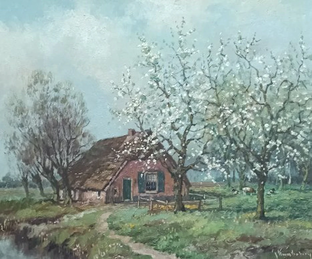 G. Kwintenberg (XX) - Bloesembomen bij een boerderij