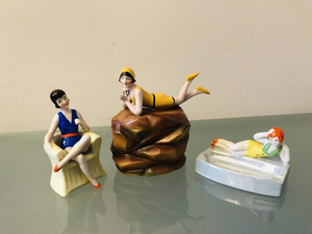 Figurine - Les 3 baigneuses - Epoque Art-Déco (3) - Porcelain