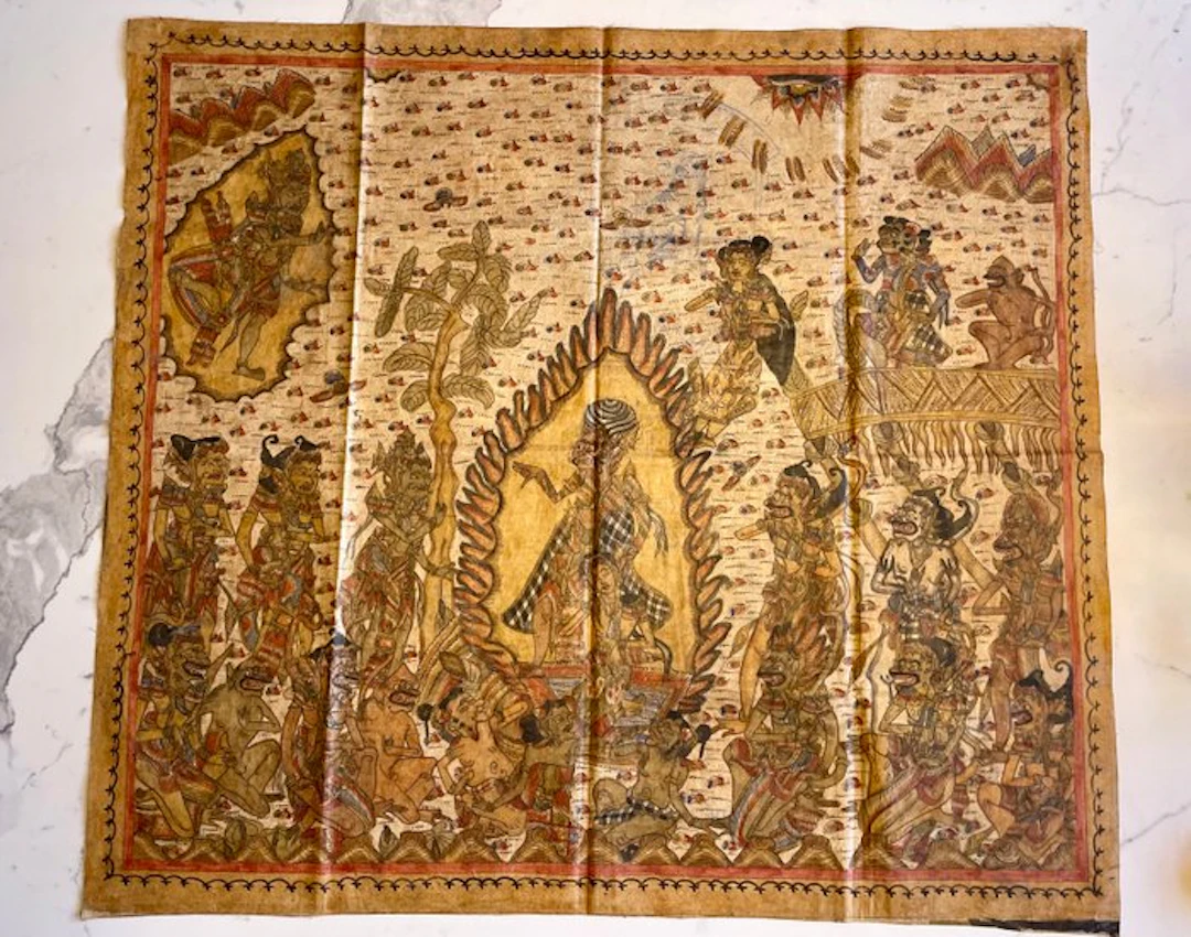 Balinese Kamasan painting on textile
