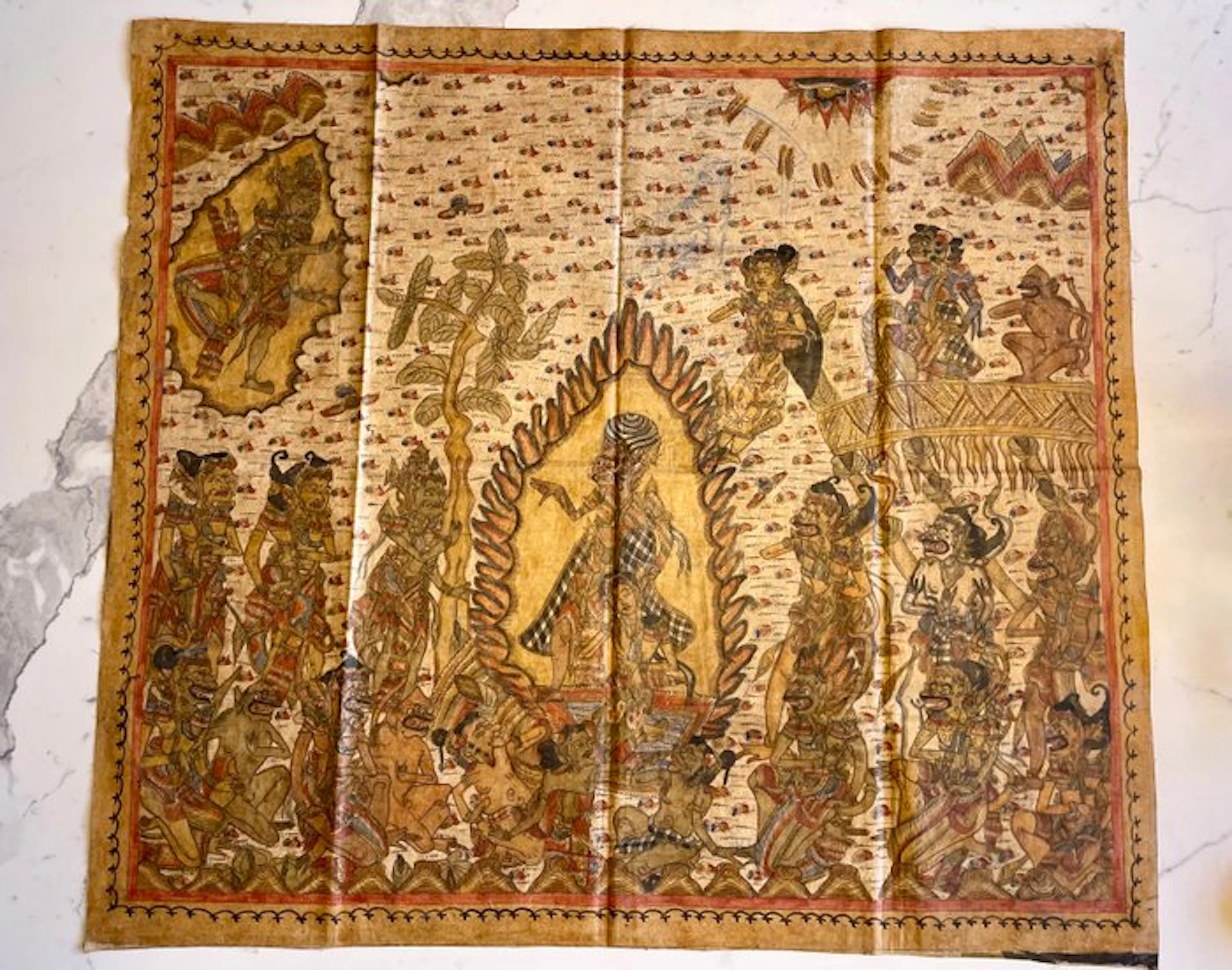 Balinese Kamasan painting on textile