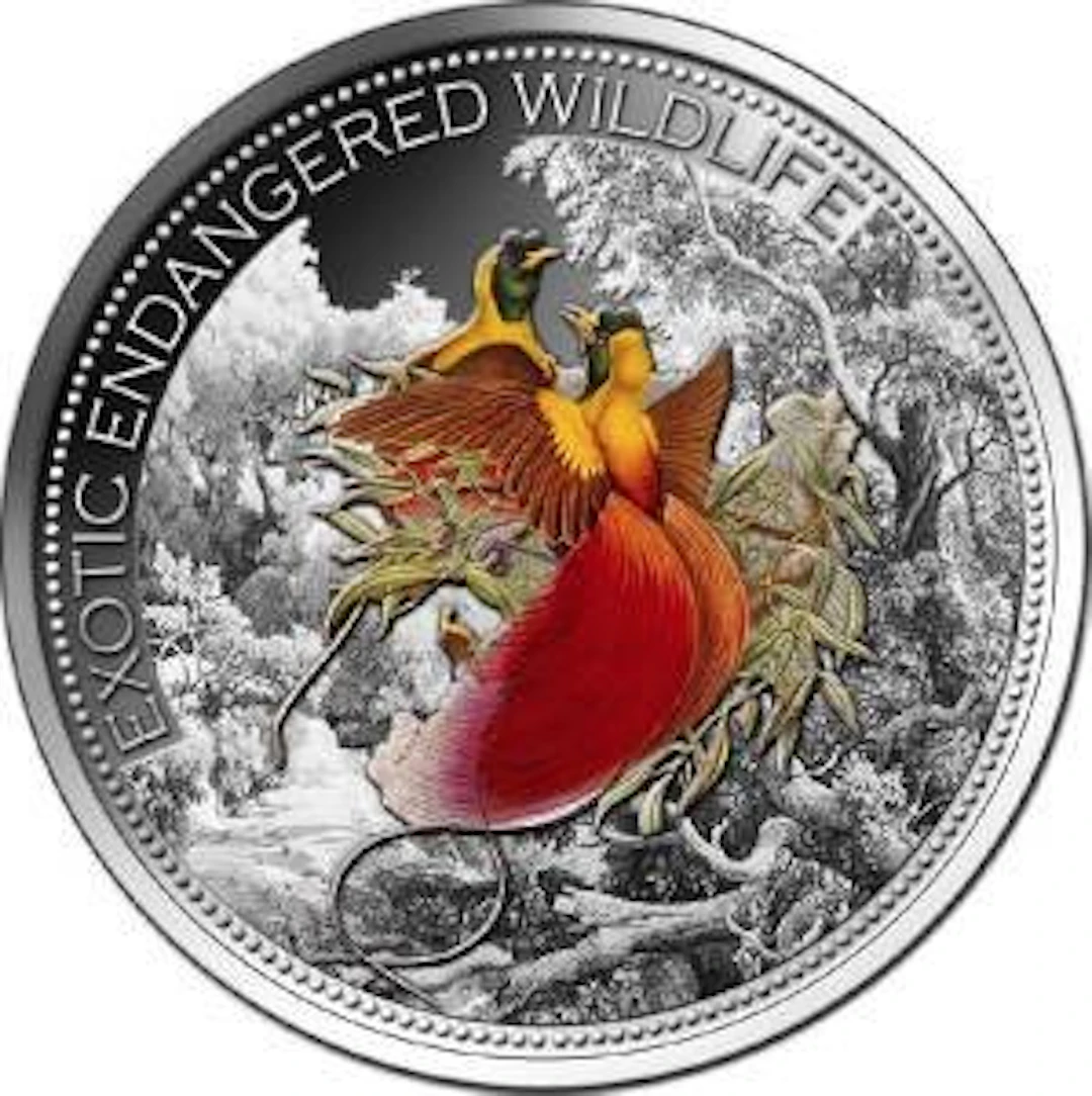 Fiji. 20 Dollars 2012 Exotic Endangered Wildlife Paradisebird 2 Oz, (.999)