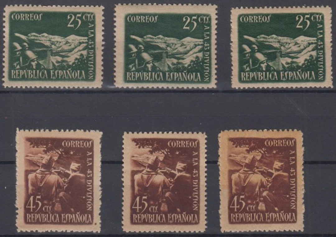 Spain 1938 - 3 complete series. Tribute to the 43rd Division. - Edifil 787/88