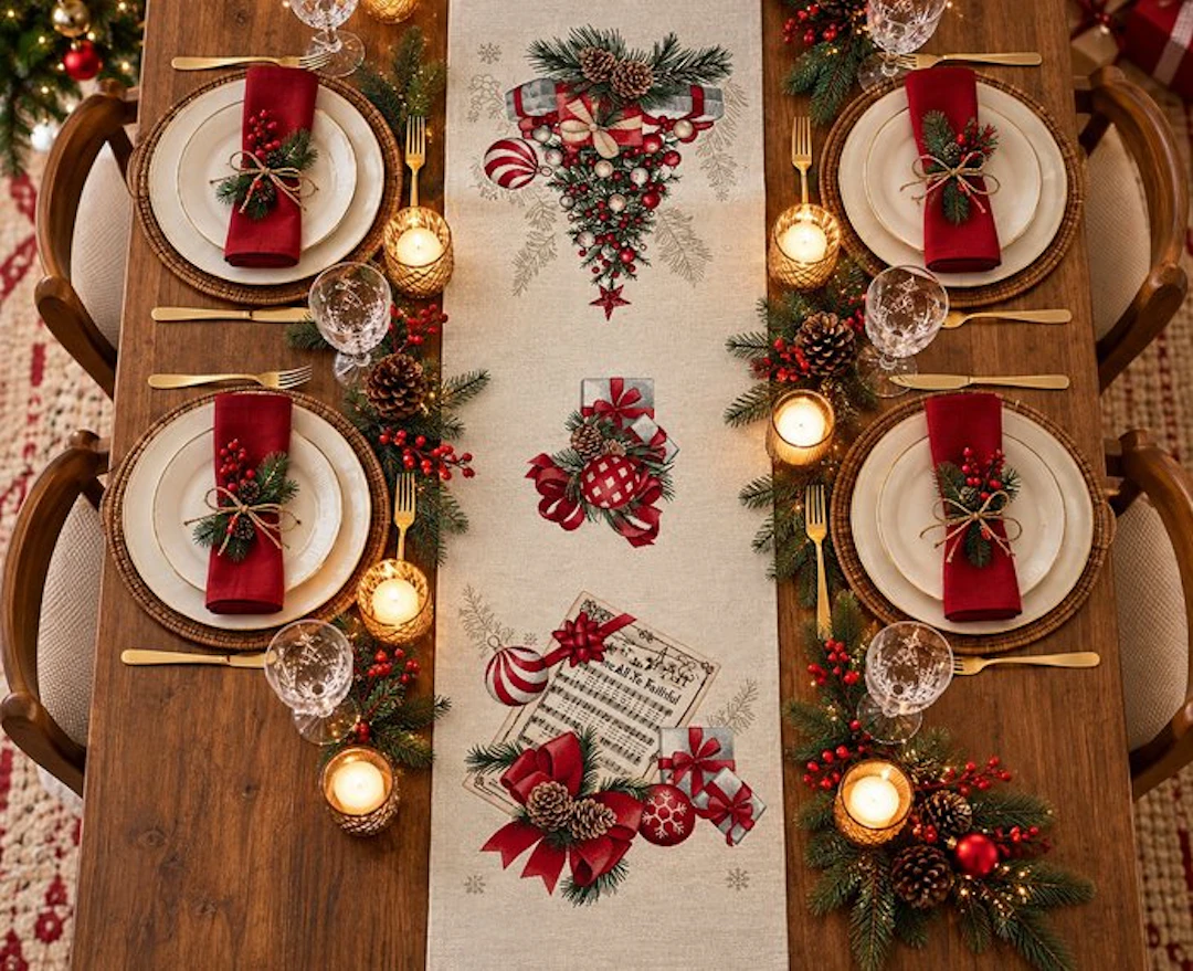 Centrepiece - Bows, Pine Cones and Desires - Cotton, polyester