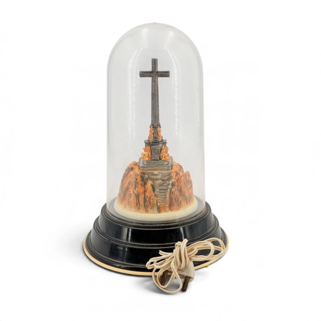 Devotional lamp - Cross under bell shade - 23 cm - Plastic - 1960-1970