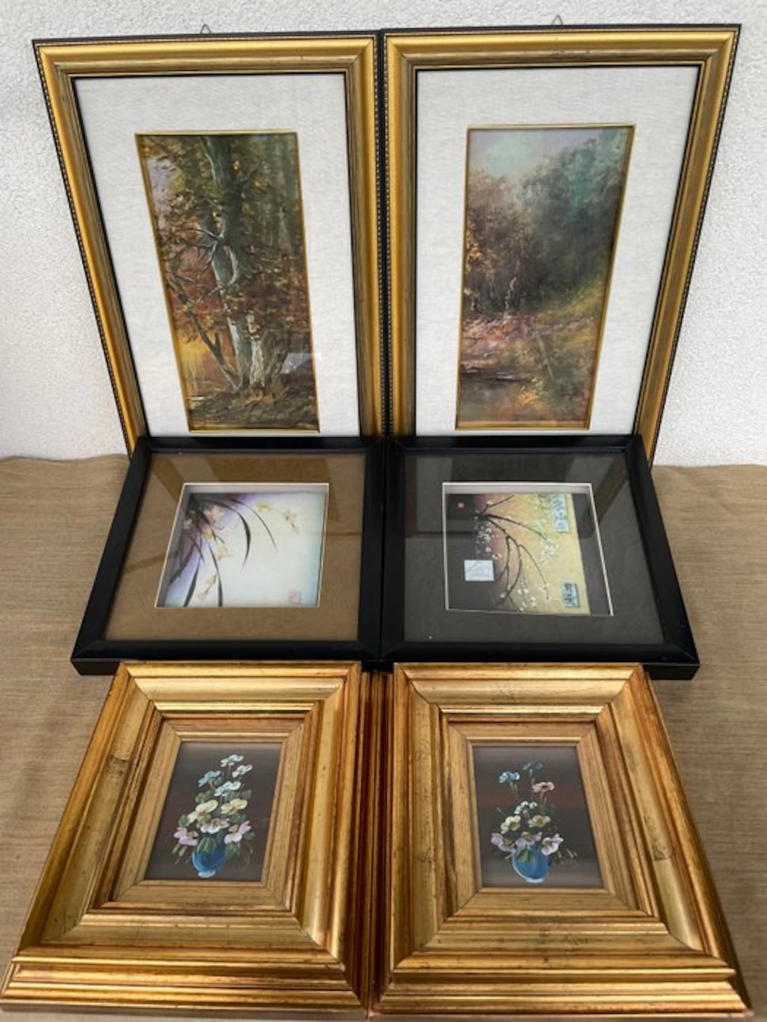 Frame (6) - Wood, Gilded wooden frame; oil painting