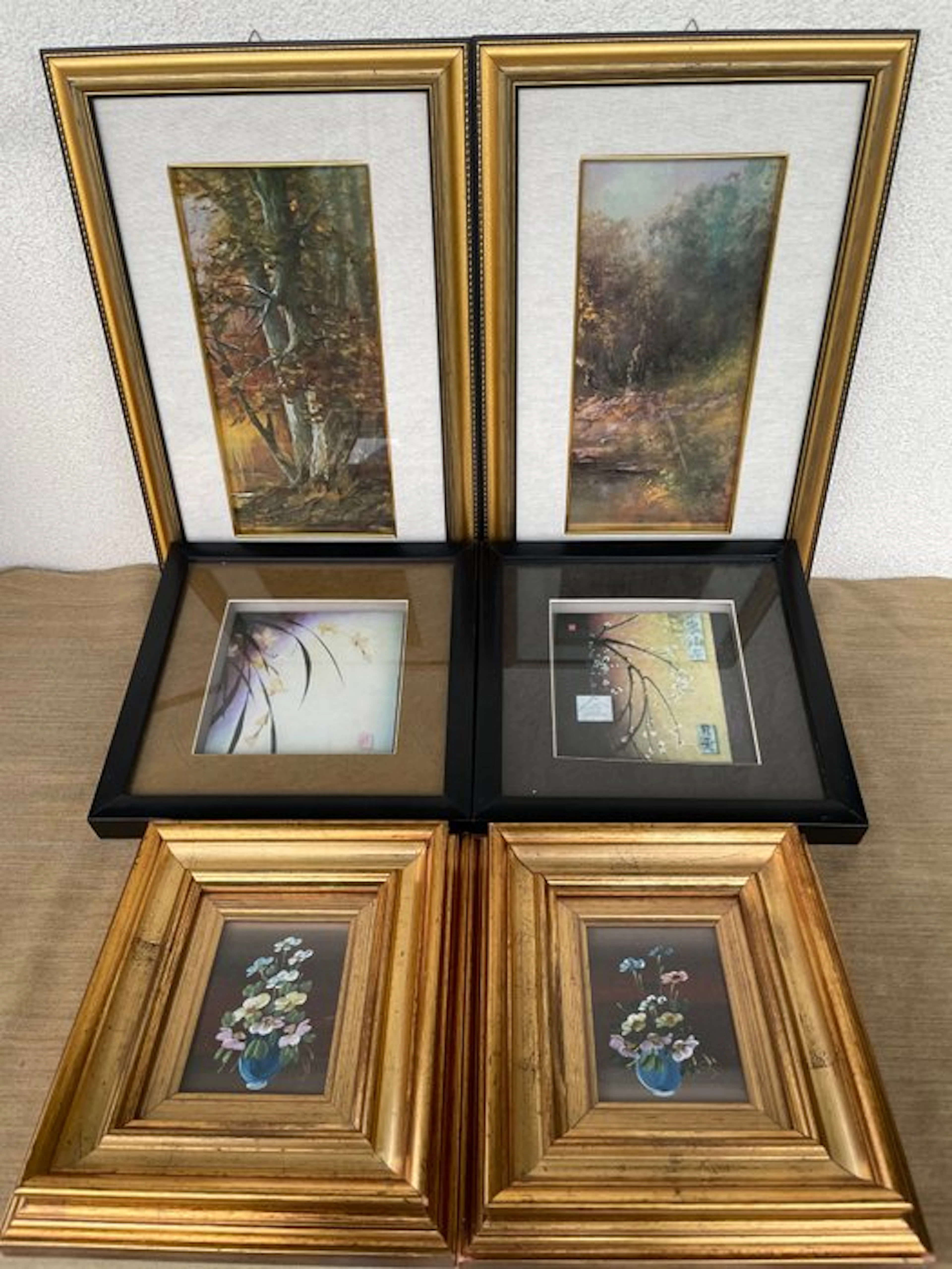 Frame (6) - Wood, Gilded wooden frame; oil painting