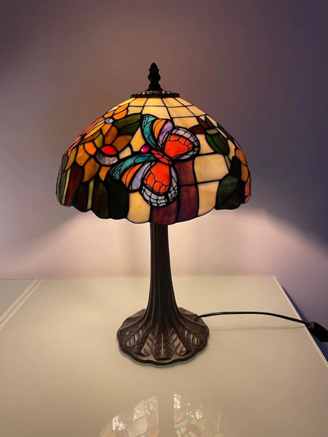 Table lamp - Butterfly - Glass, Lead - Tiffany Style Butterfly