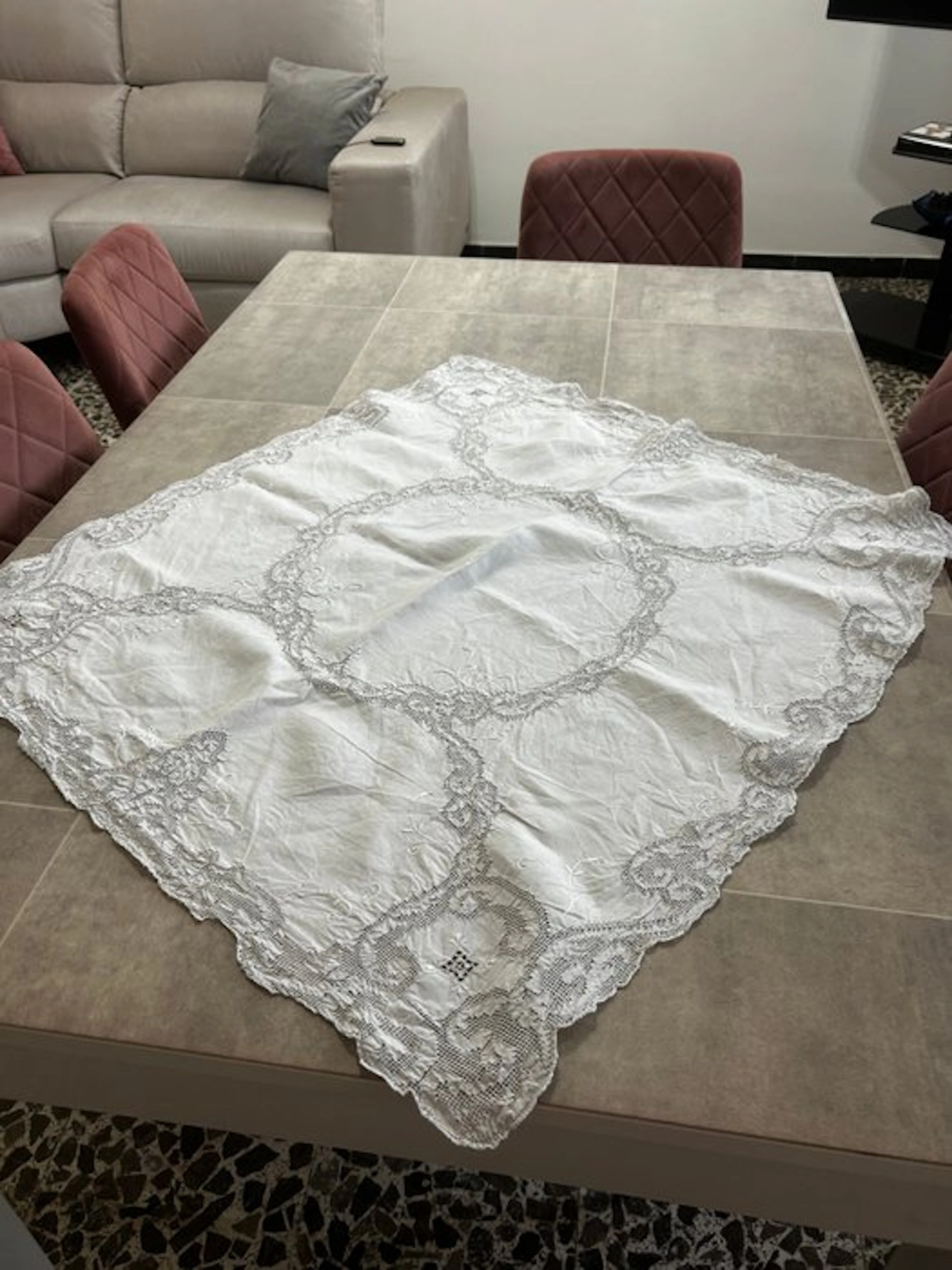 Tovaglietta sfilato siciliano a mano - Towel - 80 cm - 80 cm