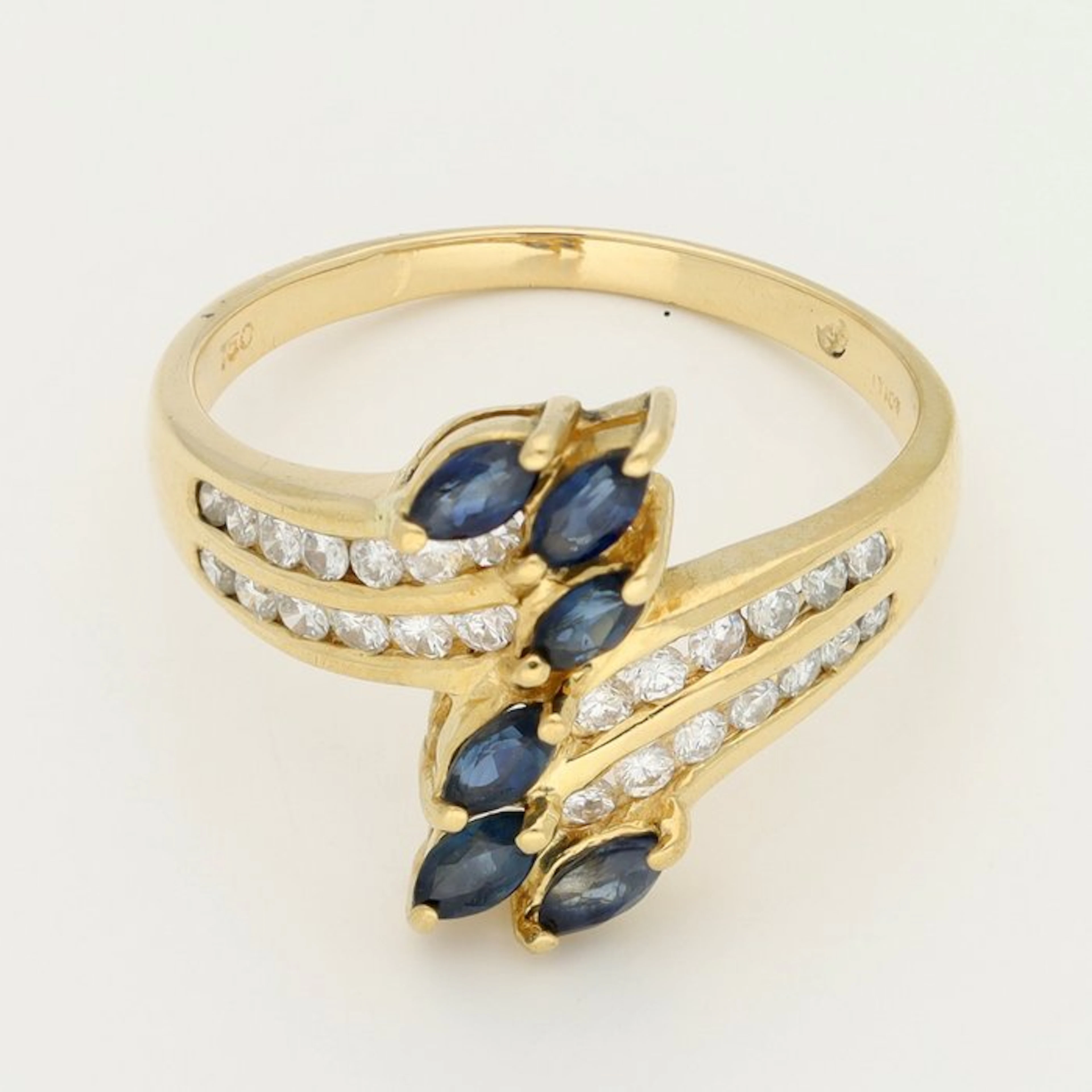 Ring - 18 kt. Yellow gold - Diamond - Sapphire