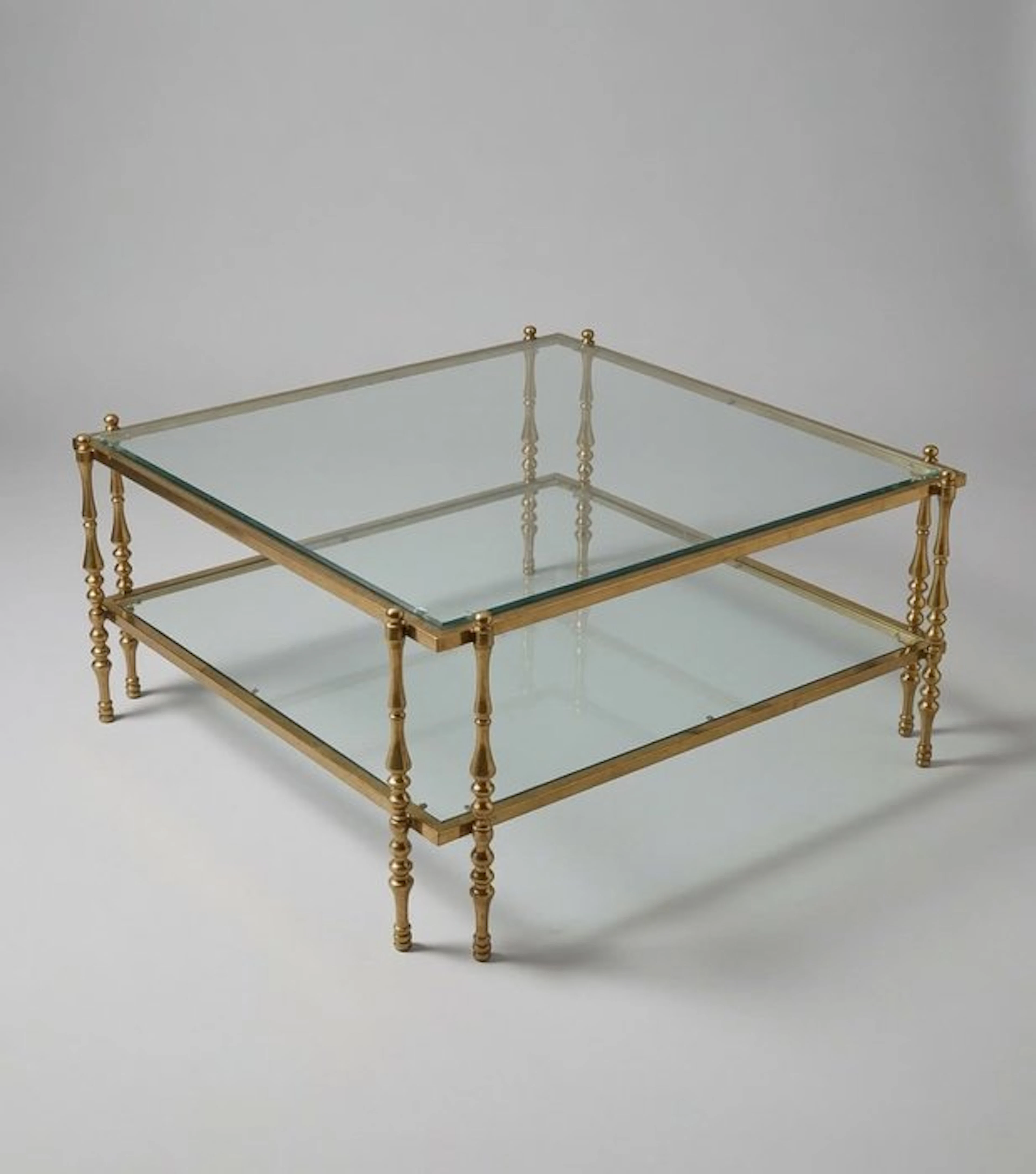 Table - A Neoclassical Style Gilt-Brass Two-Tier Square Table Frame - Bronze